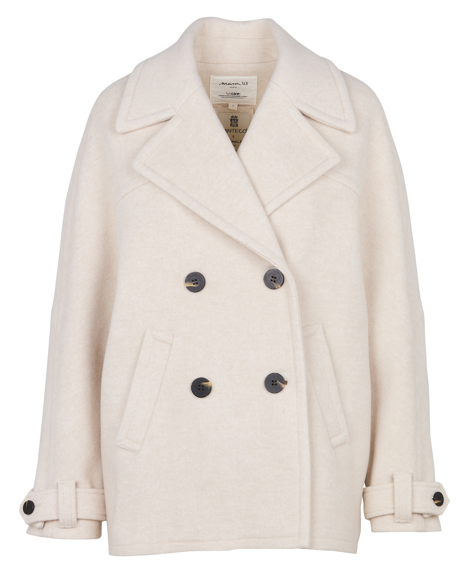 Manteau col tailleur en laine mélangée dean MAISON 123 Blanc
