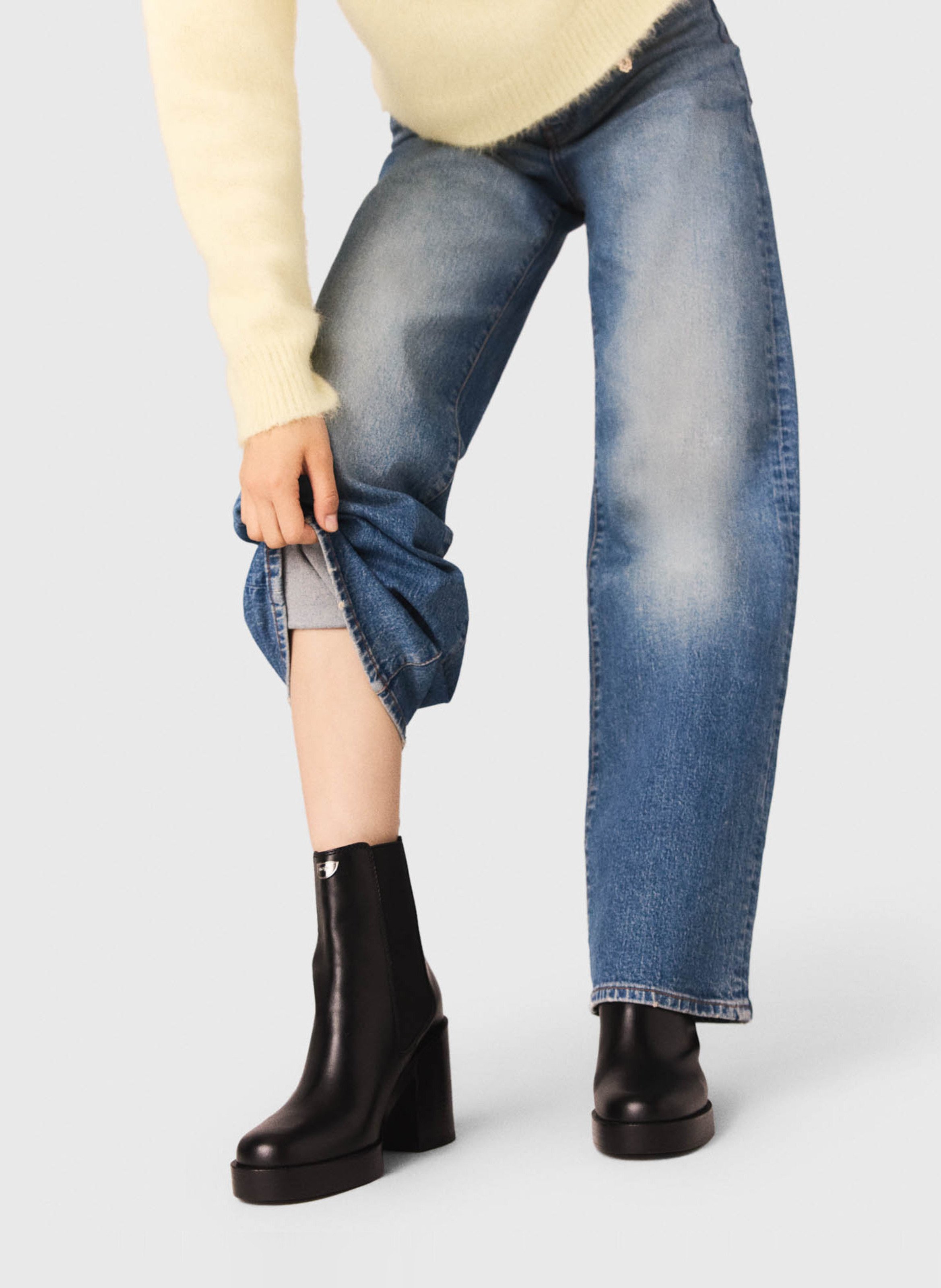 Jean large en denim de coton MAJE Bleu