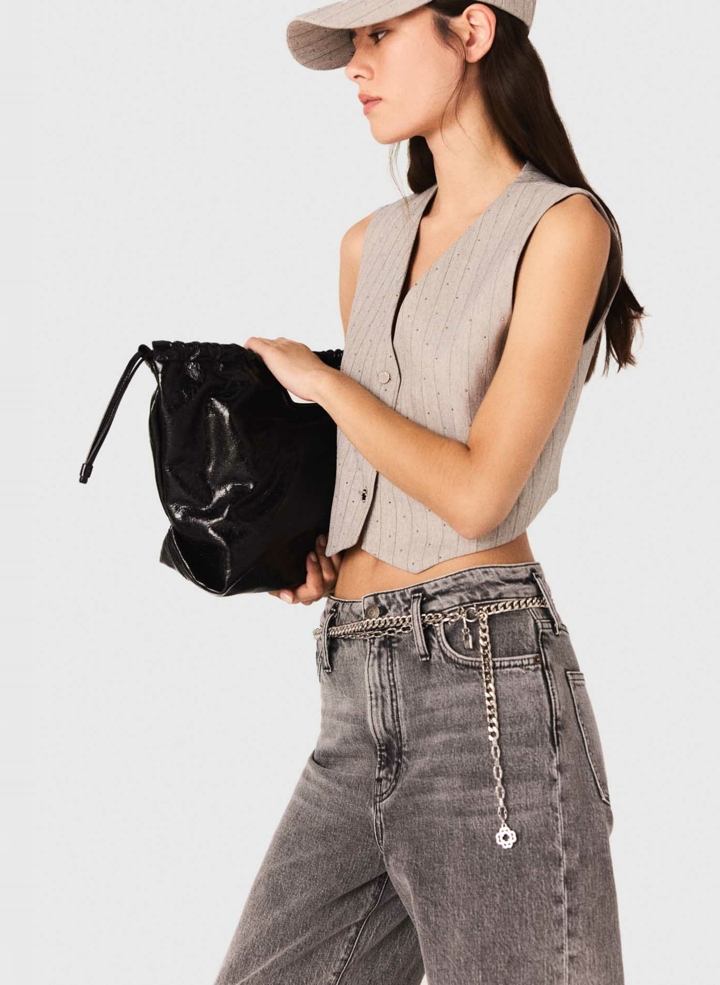 Gilet ajusté à rayures Gris