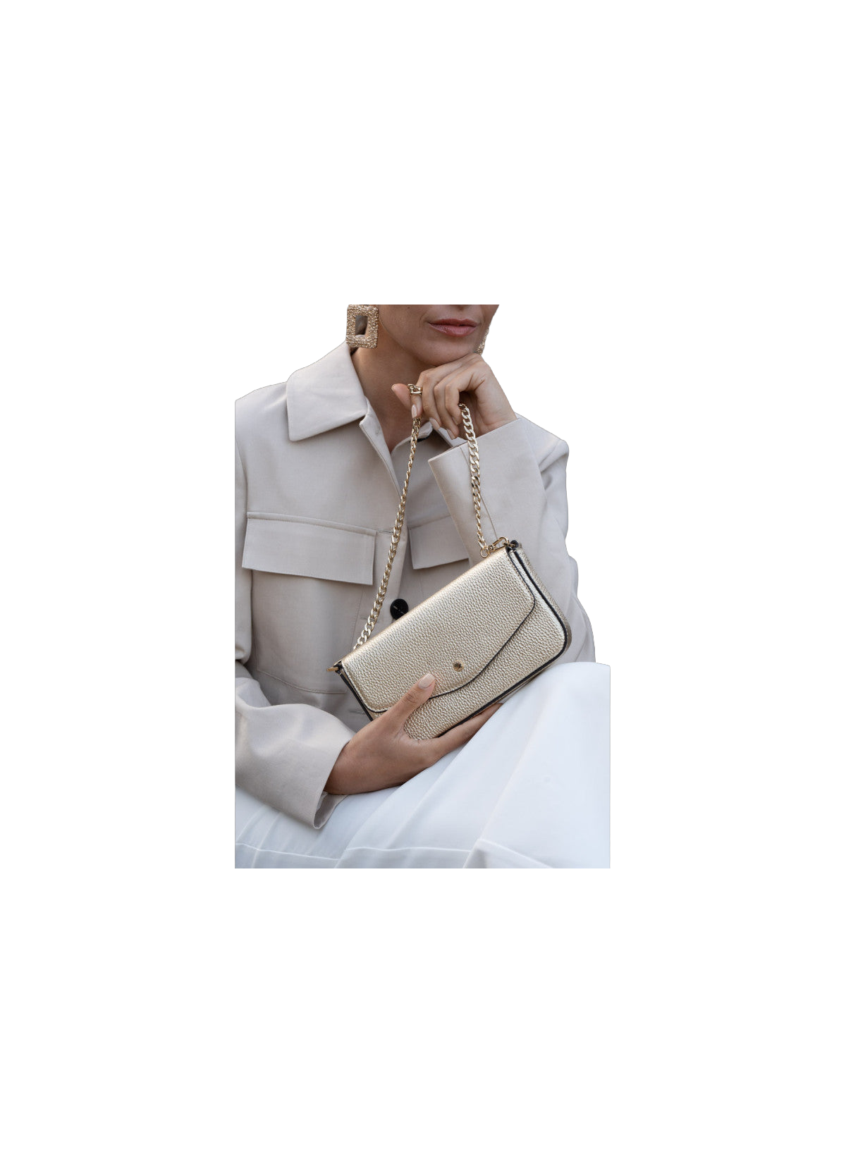 Club | sac pochette marron POURCHET Doré