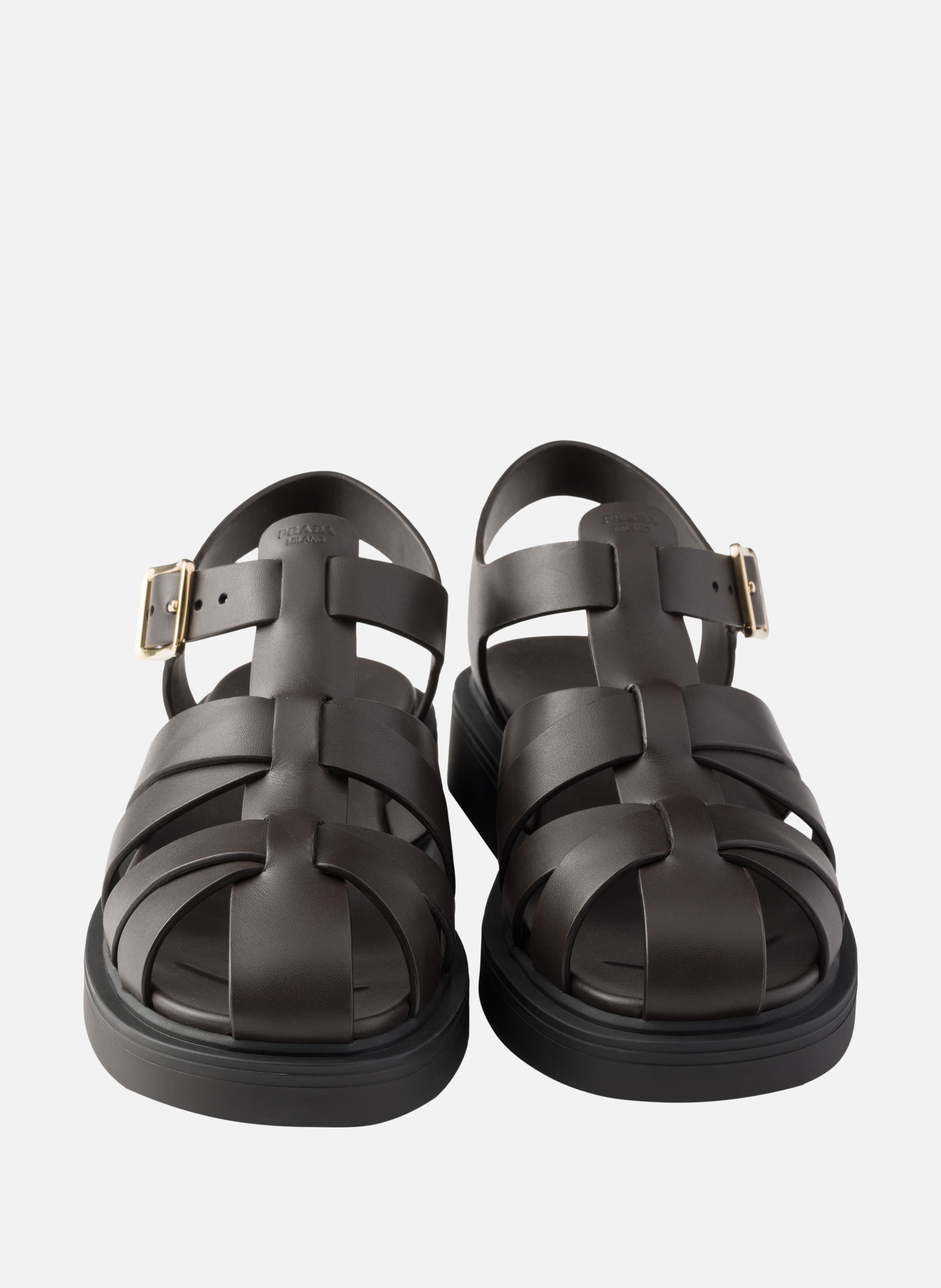 Sandales de pêcheur en cuir PRADA Marron