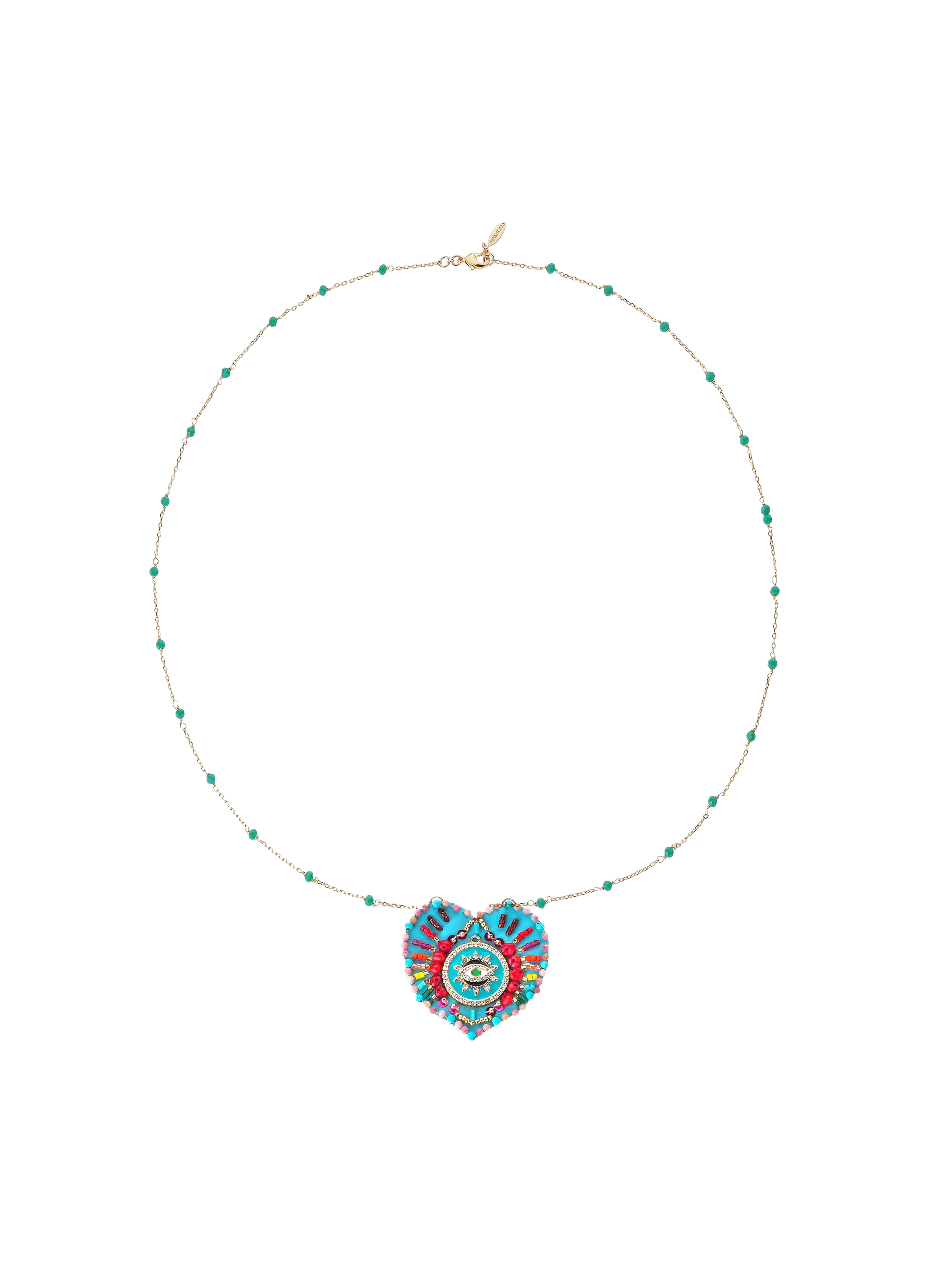 Collier chaîne avec charm central avec perles janeira HIPANEMA Bleu