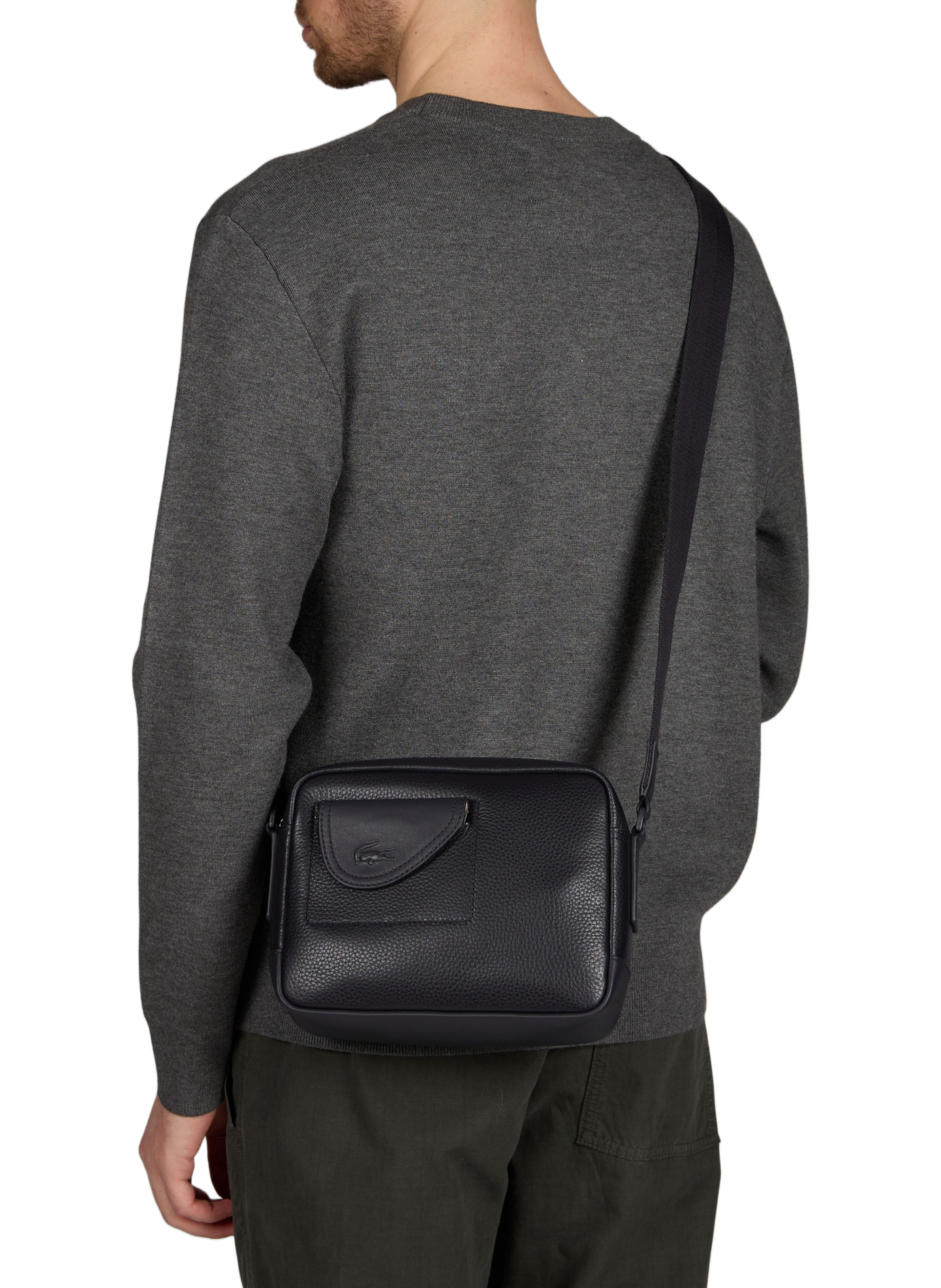 Crossbody handbag in grained leather LACOSTE Blue