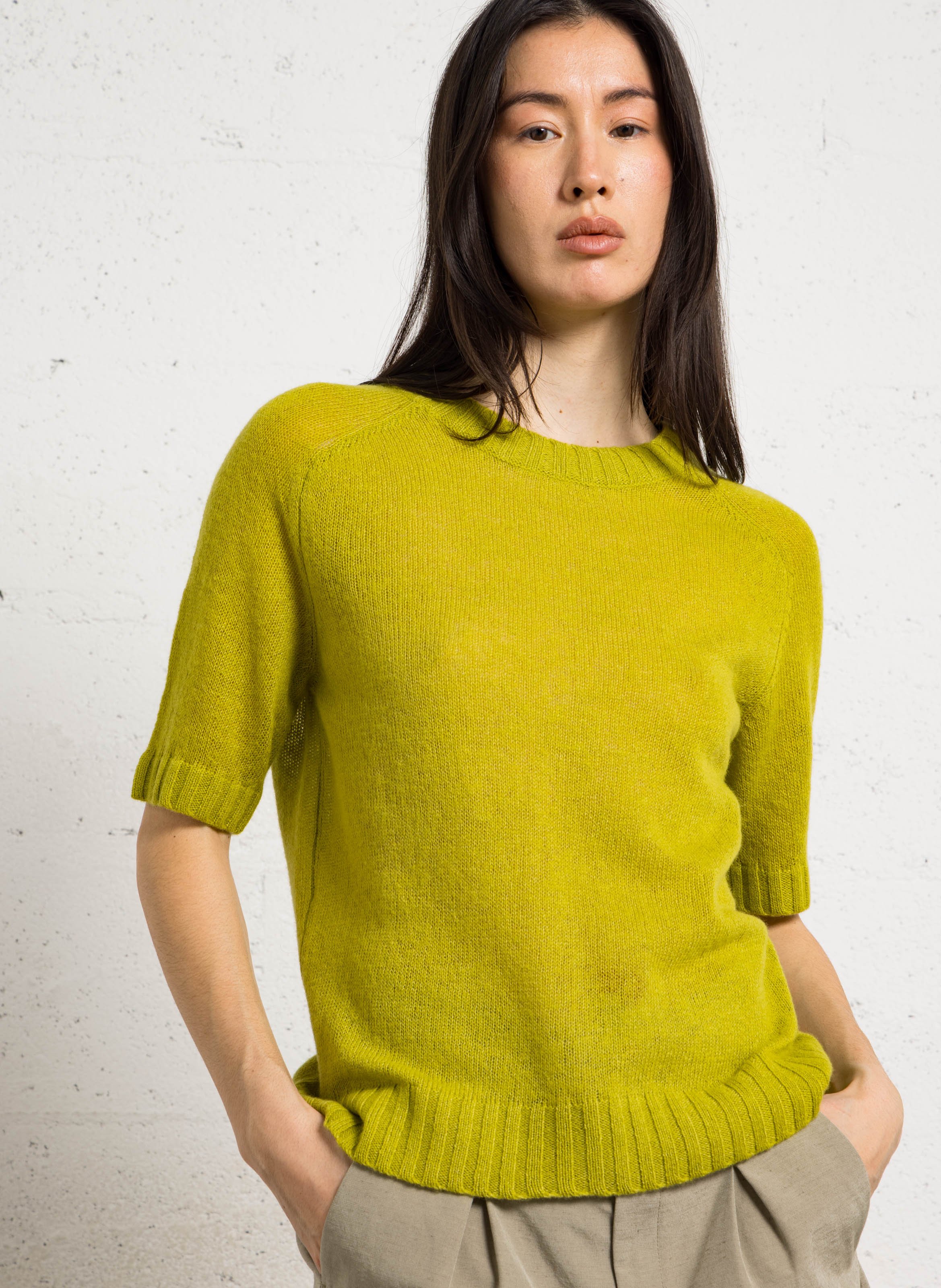 Pull droit col rond en laine mélangée betina SOEUR Vert