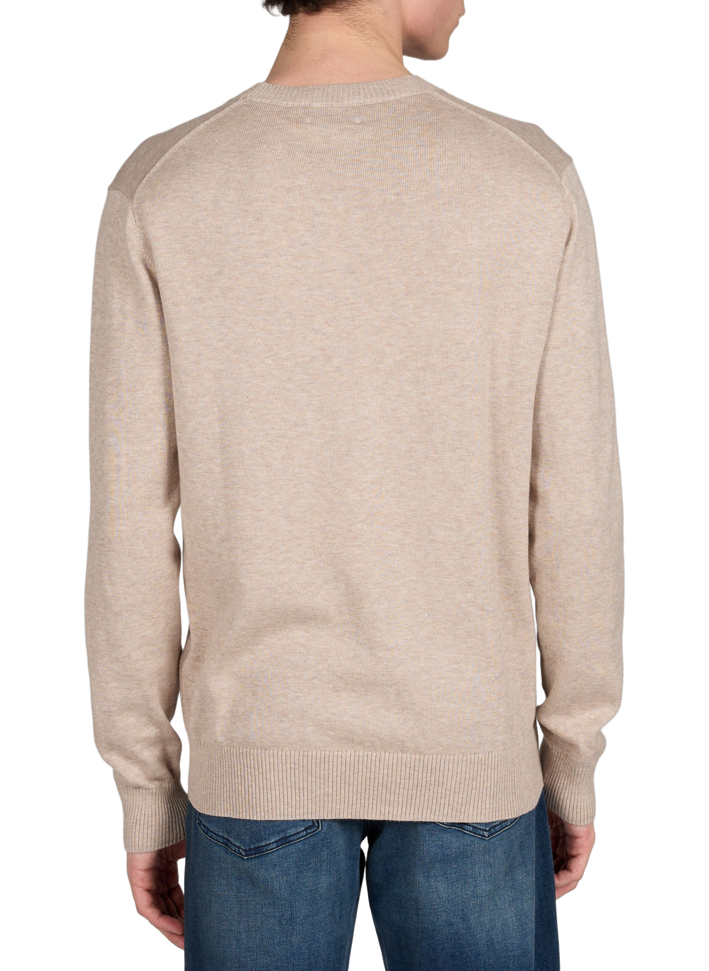 Straight round neck cotton sweater HACKETT Beige