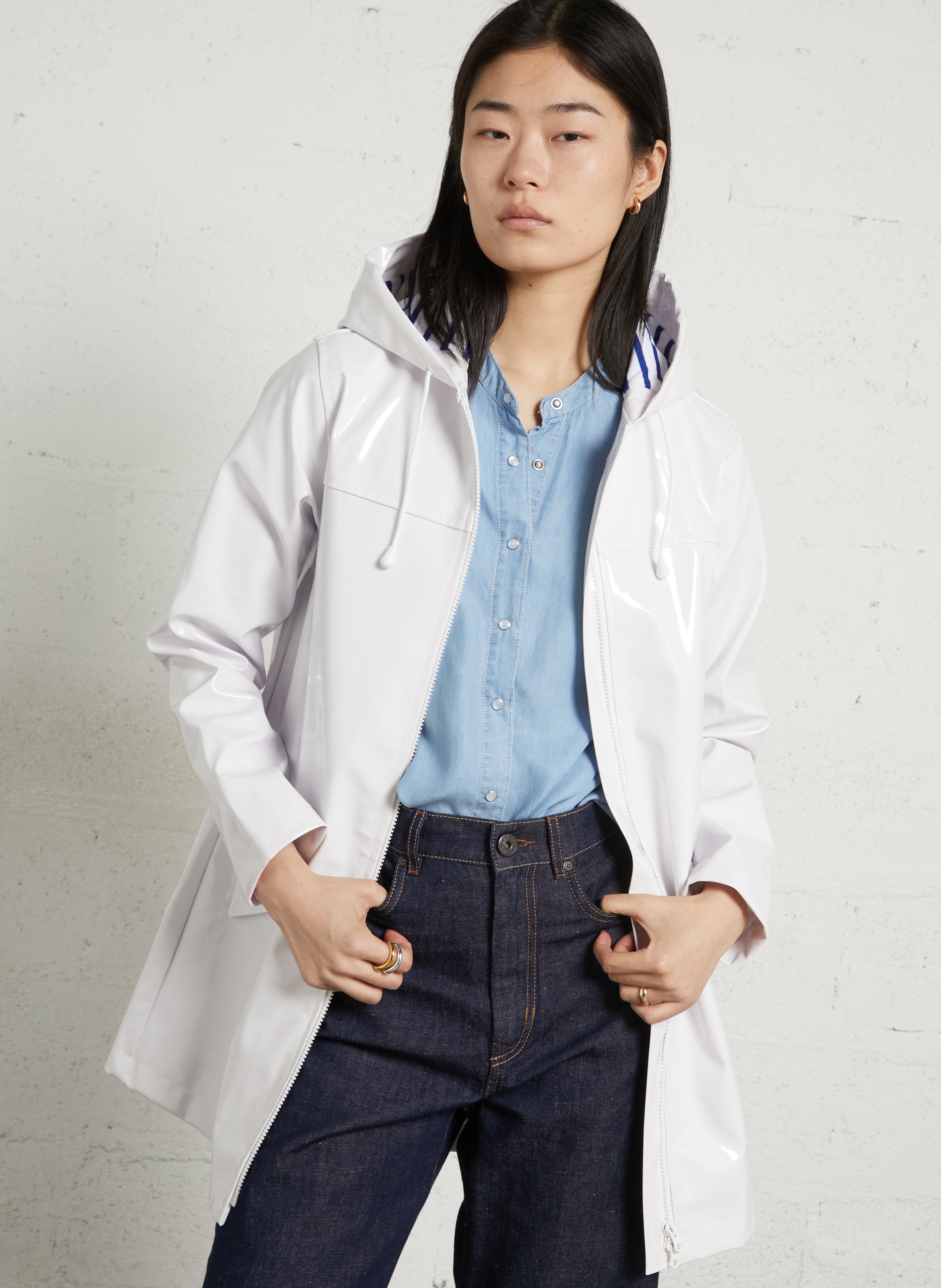 Parka cirée droite à capuche ARMOR-LUX Blanc