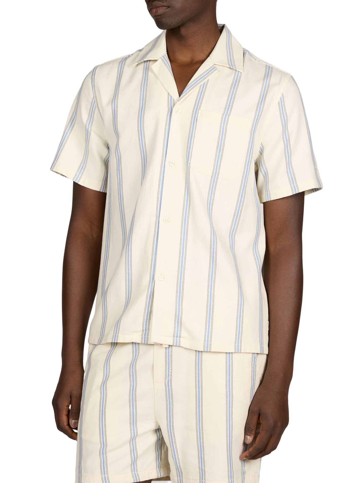 Chemise manches courtes Lawson à rayures en coton LES DEUX Beige