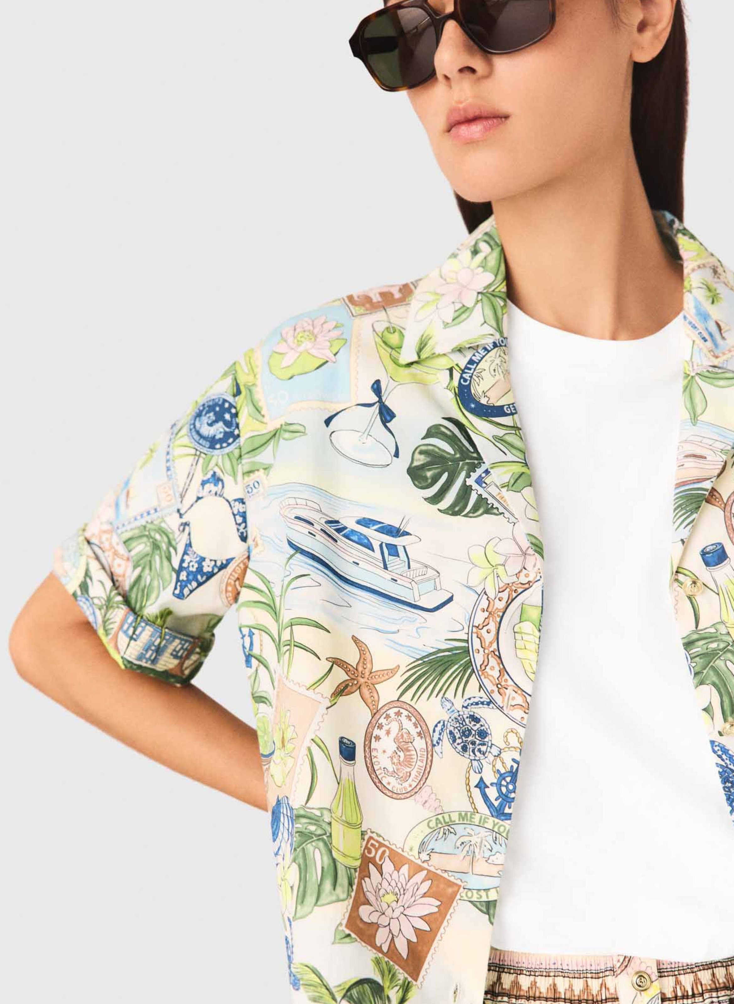 Chemise courte ample imprimée MAJE Multicolore