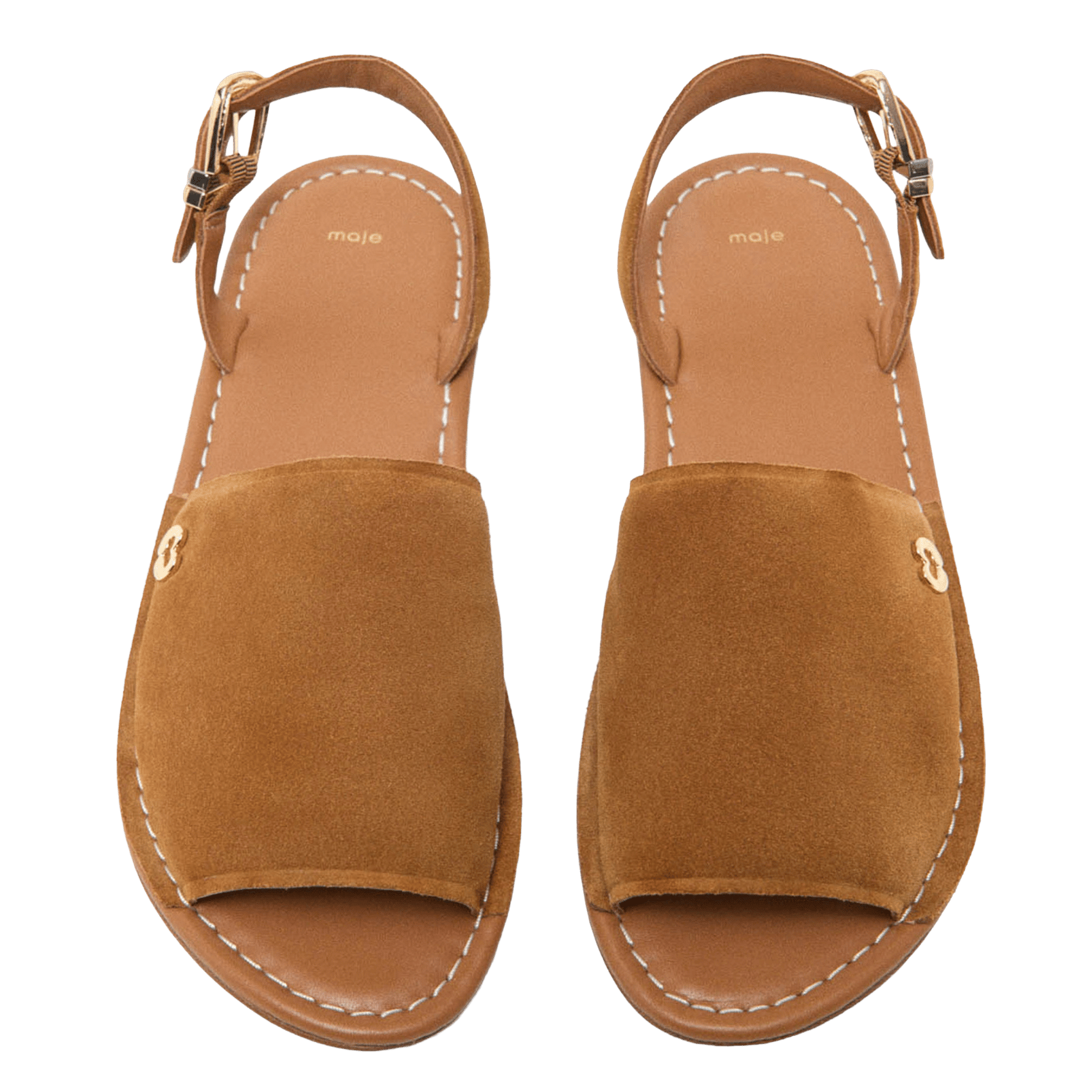 Sandales plates en cuir velours MAJE Beige