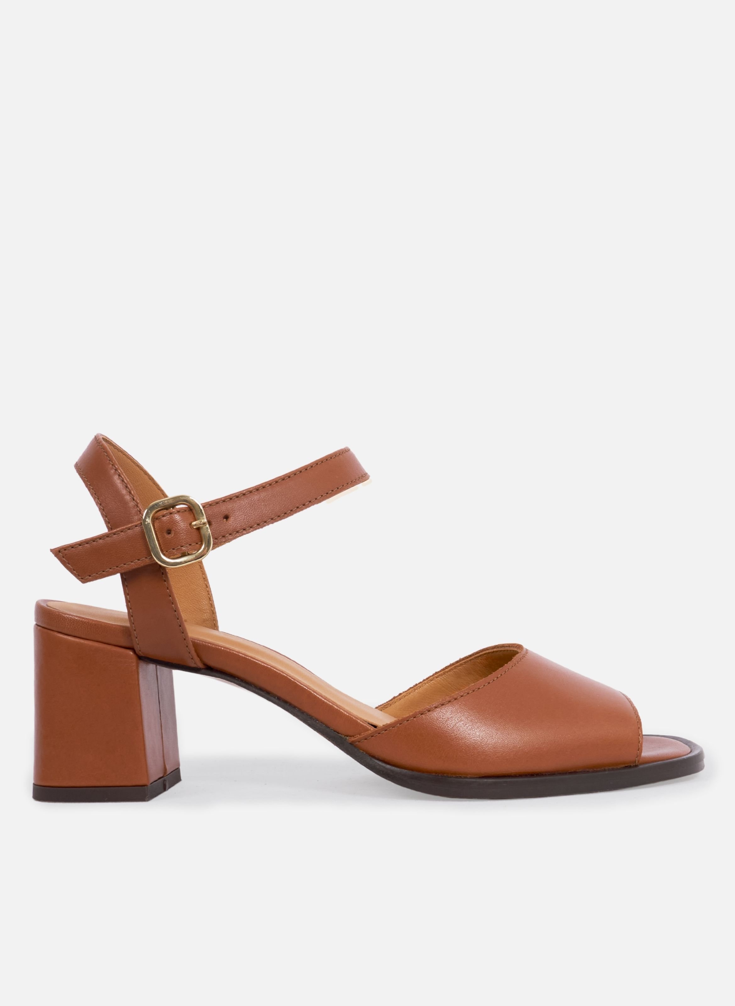 Sandales talon anouk cuir lisse JULES & JENN Marron