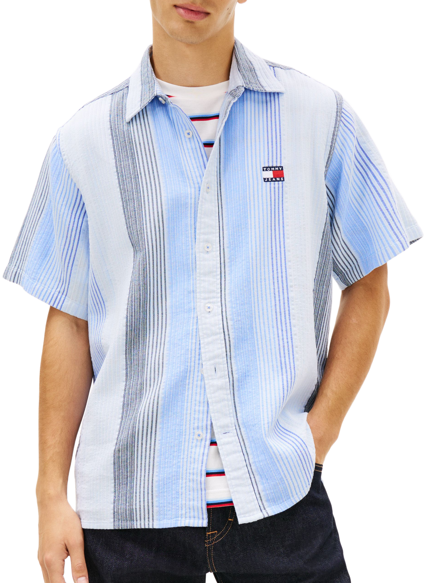 Short-sleeved striped cotton shirt TOMMY HILFIGER Multicolour