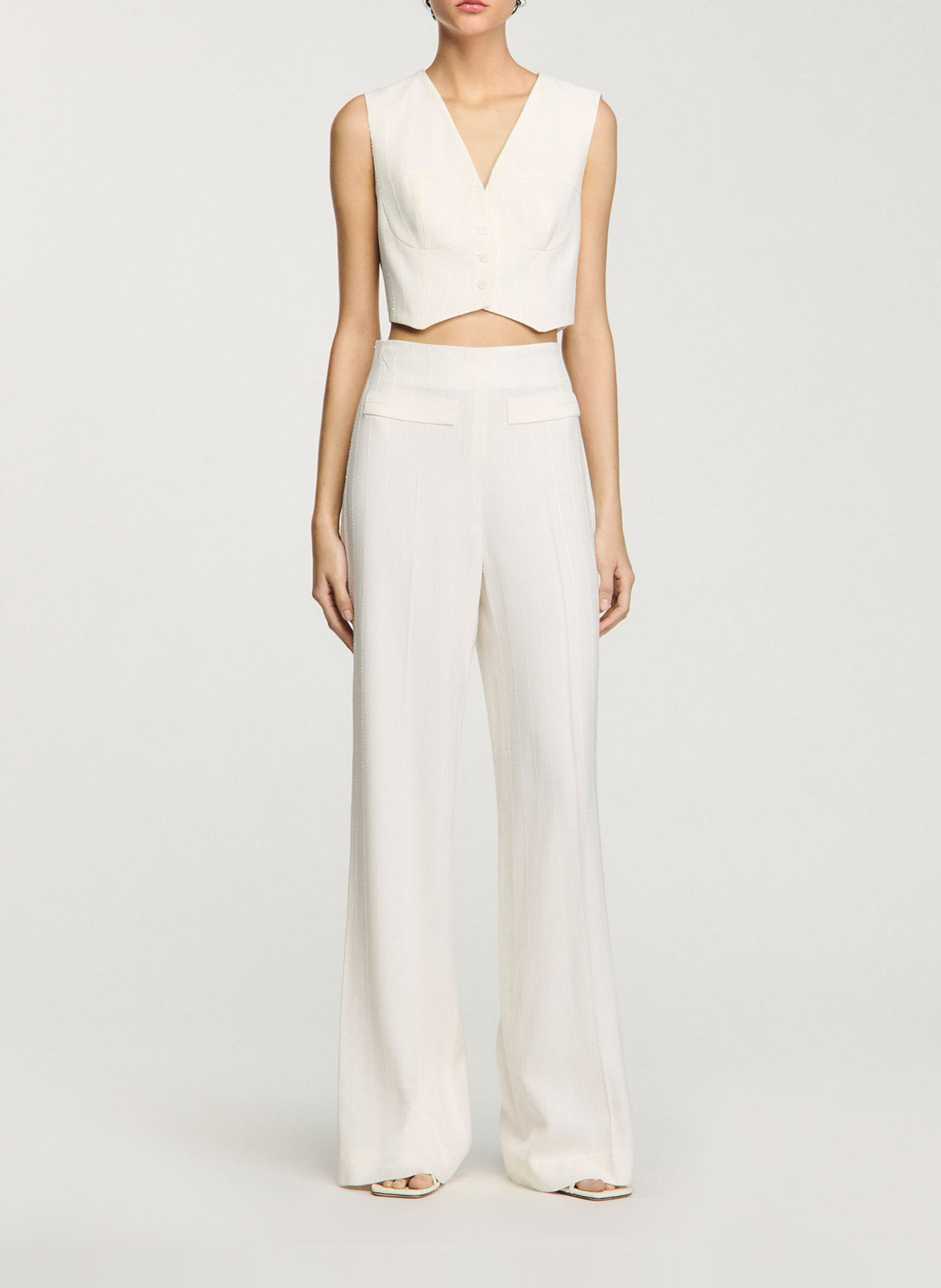 Pantalon de costume droit à sequins SANDRO Beige