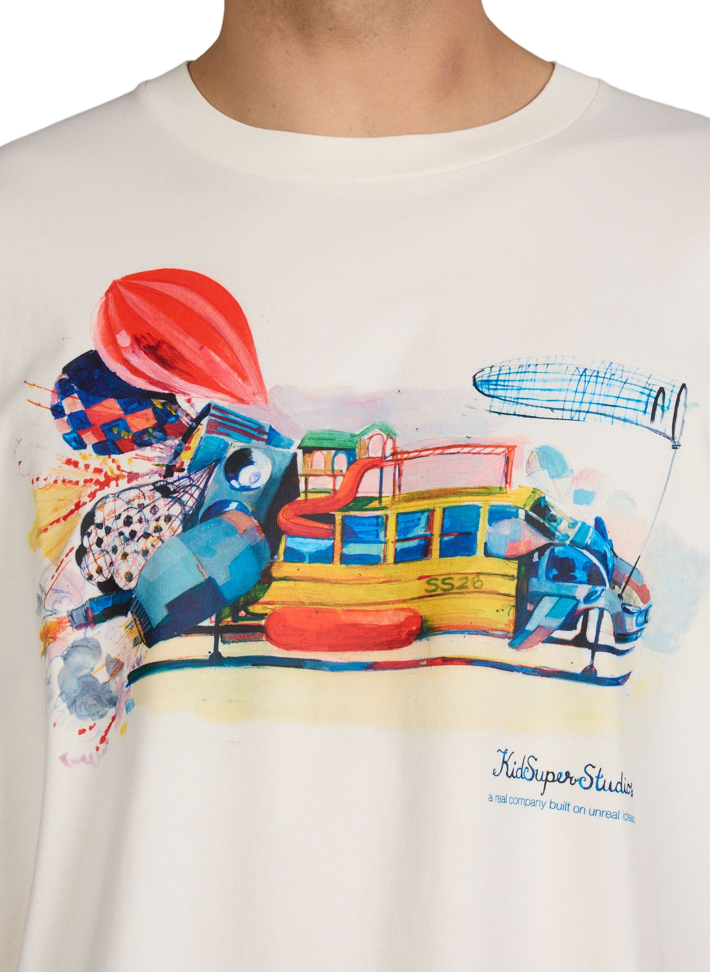 T-shirt imprimé à col rond en coton KIDSUPER Beige