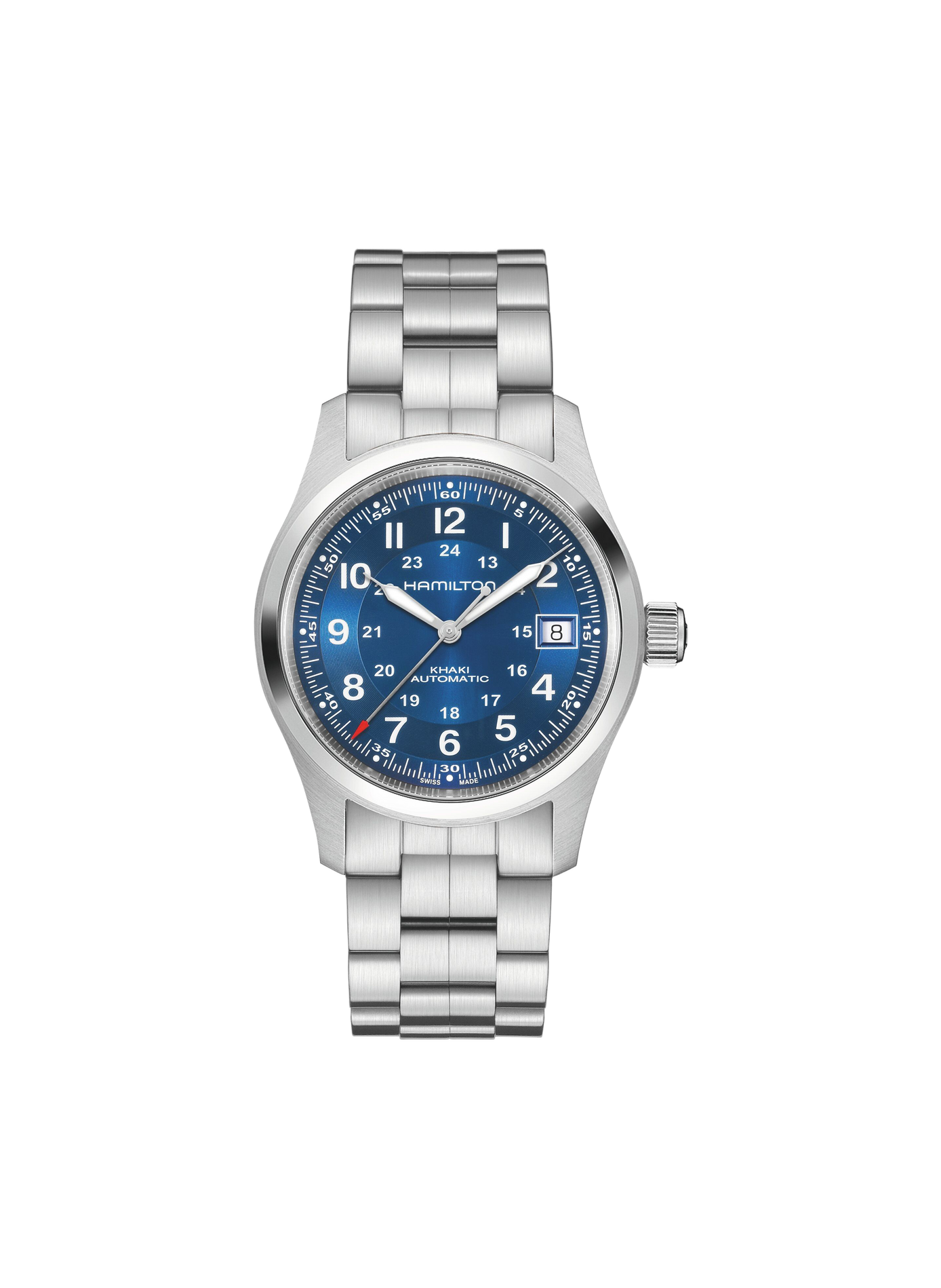 Montre Khaki Field en acier inoxydable HAMILTON Bleu