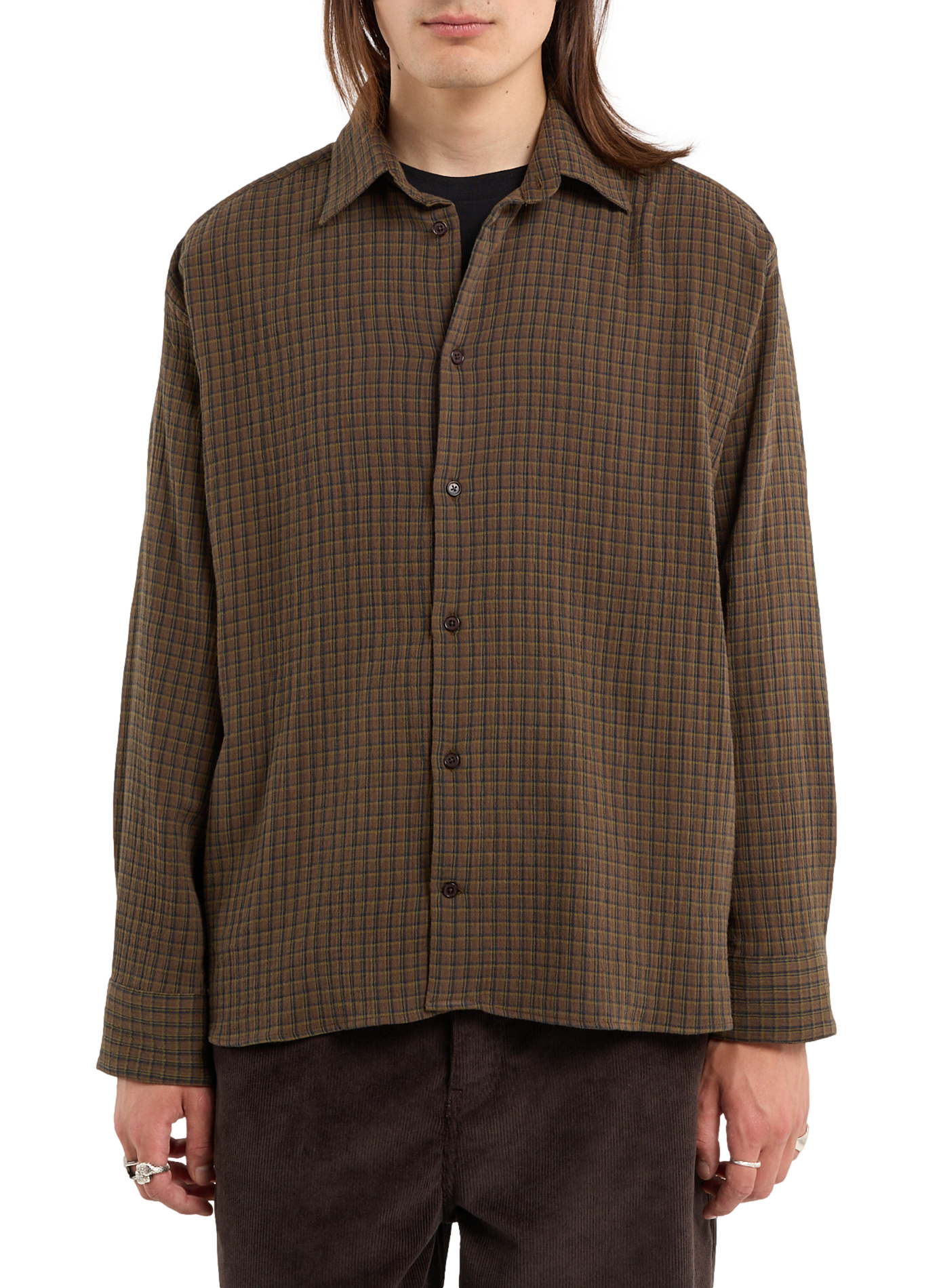 Chemise col classique manches contrastantes en coton SAISON 1865 Khaki