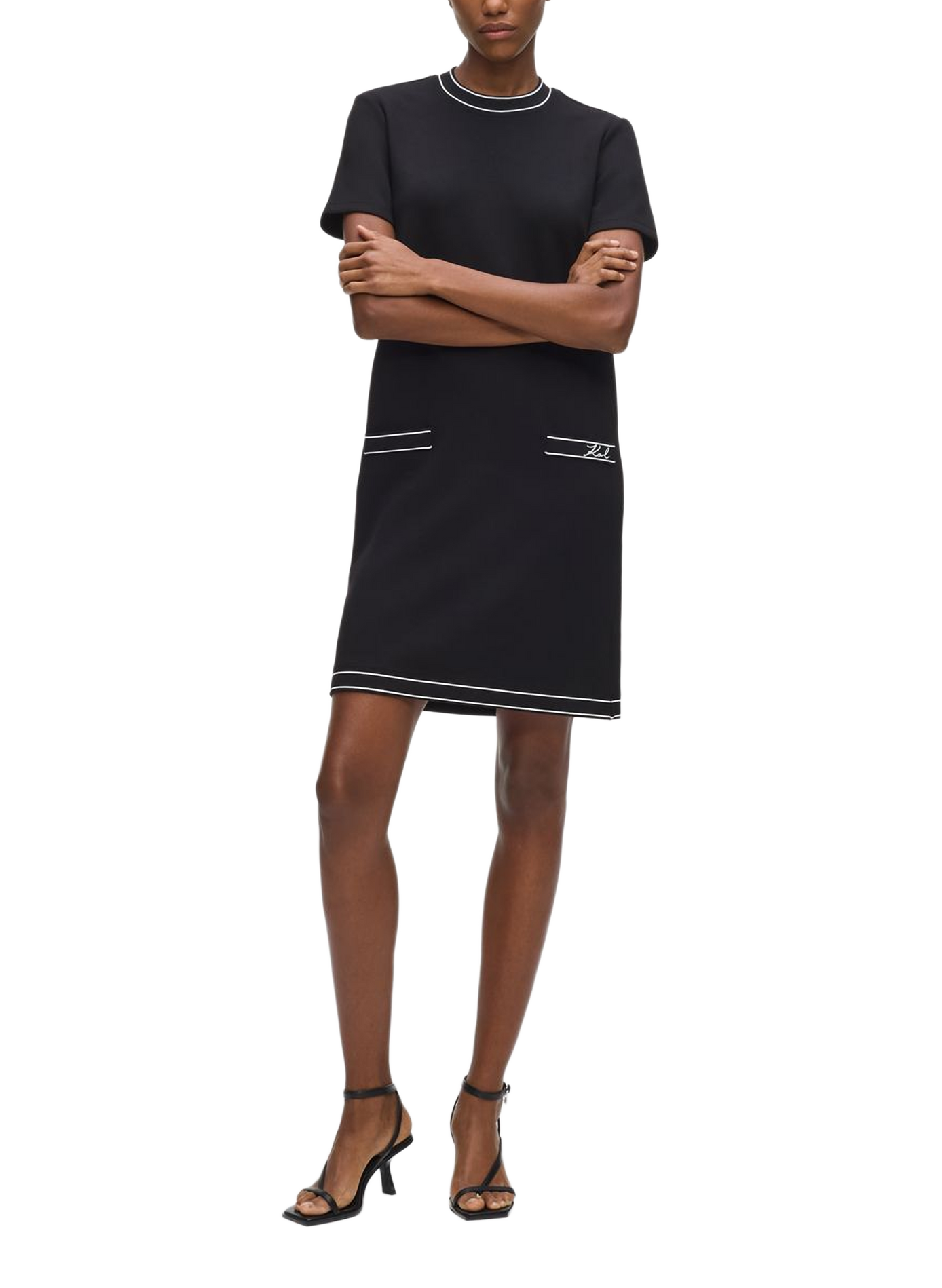 Round neck short dress KARL LAGERFELD Black