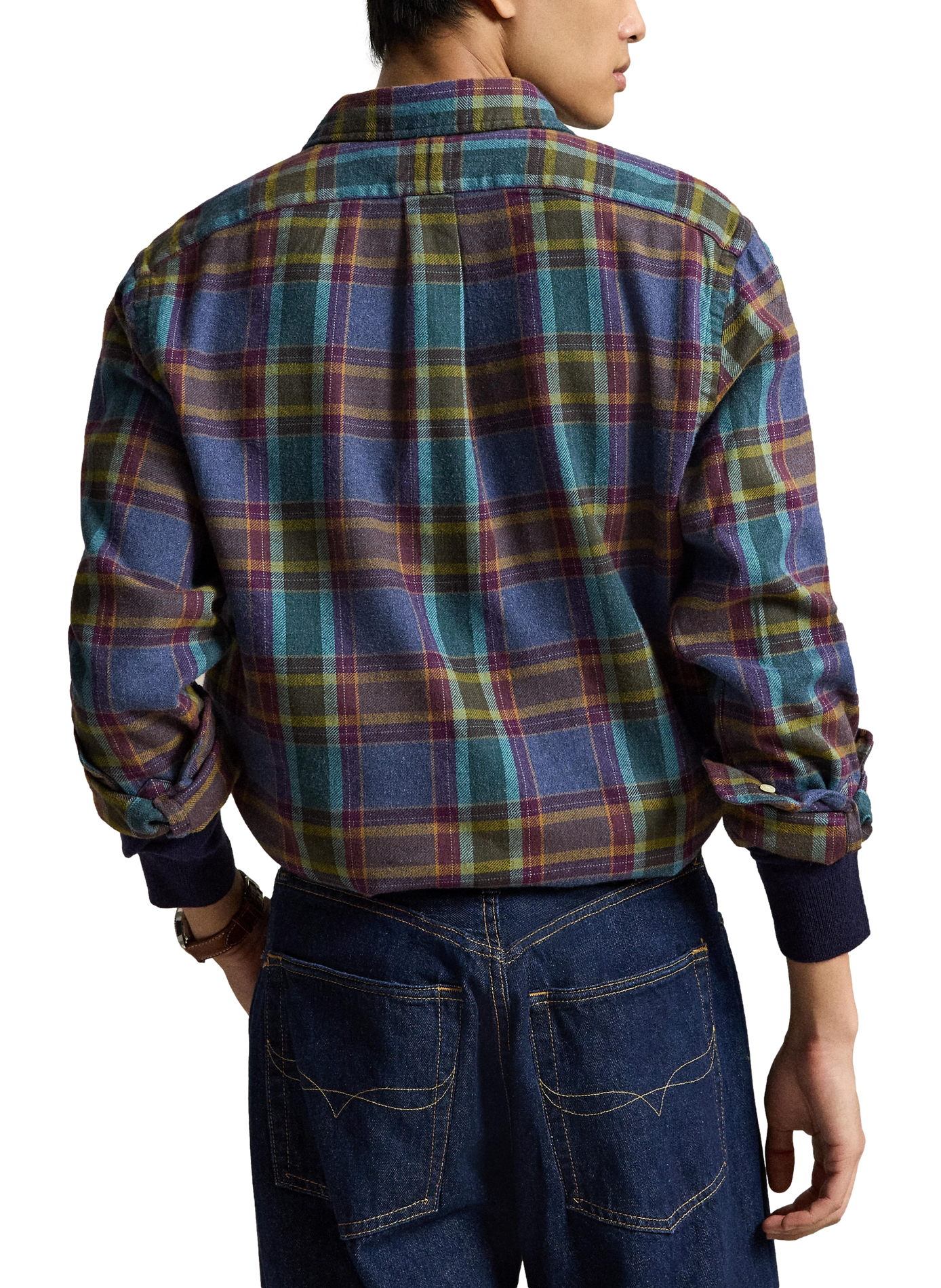 Chemise droite col classique à carreaux en coton POLO RALPH LAUREN Bleu