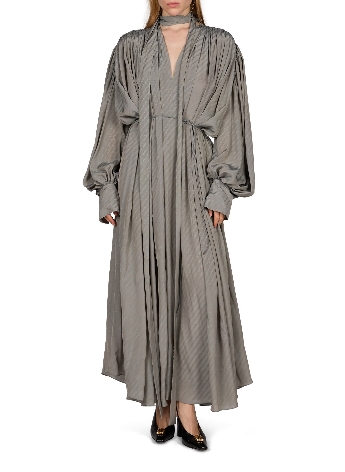 Robe ample Natalie col V à nouer  CALVIN KLEIN COLLECTION Gris