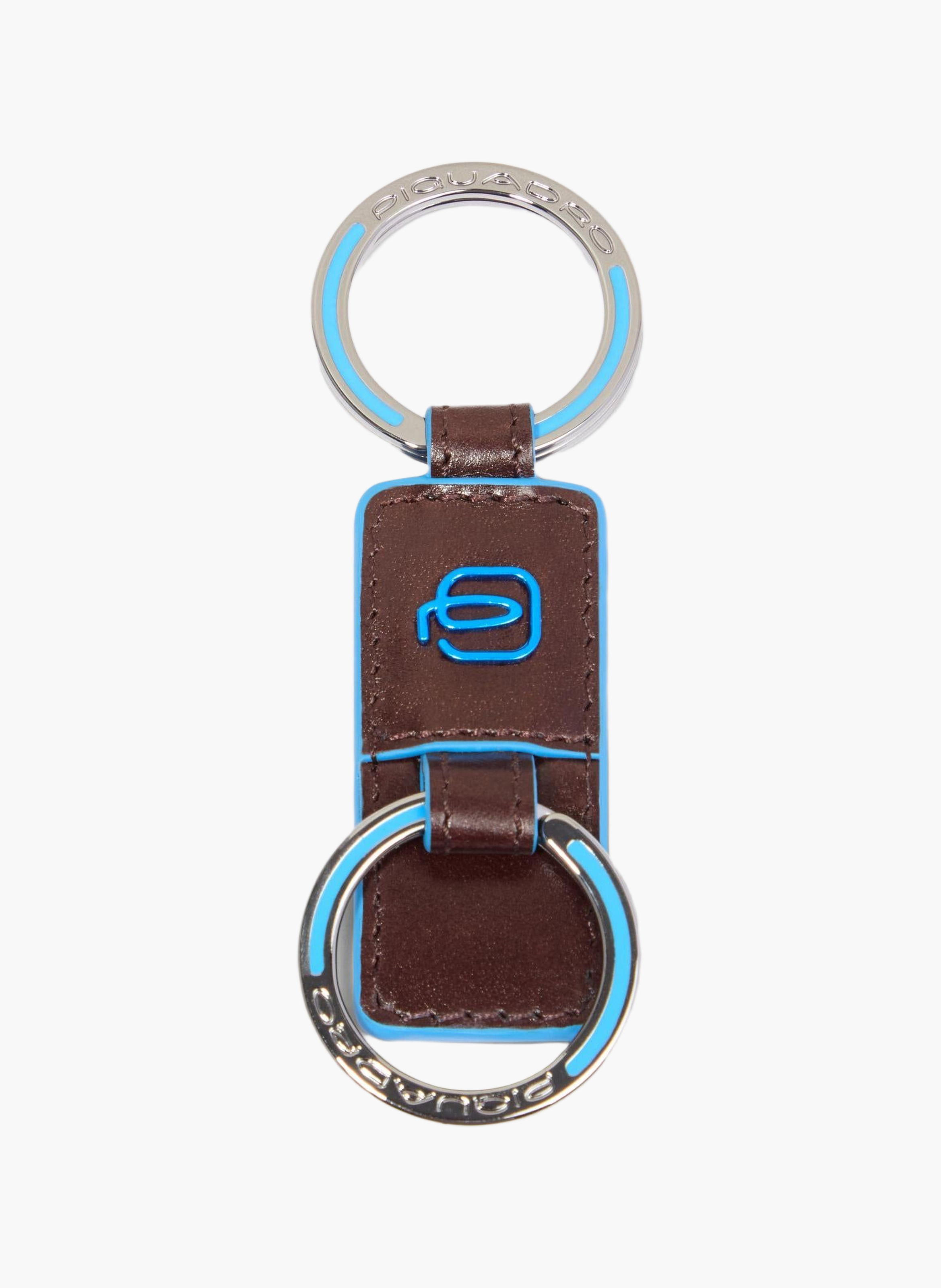 Porte-clés en cuir avec deux anneaux PIQUADRO Marron
