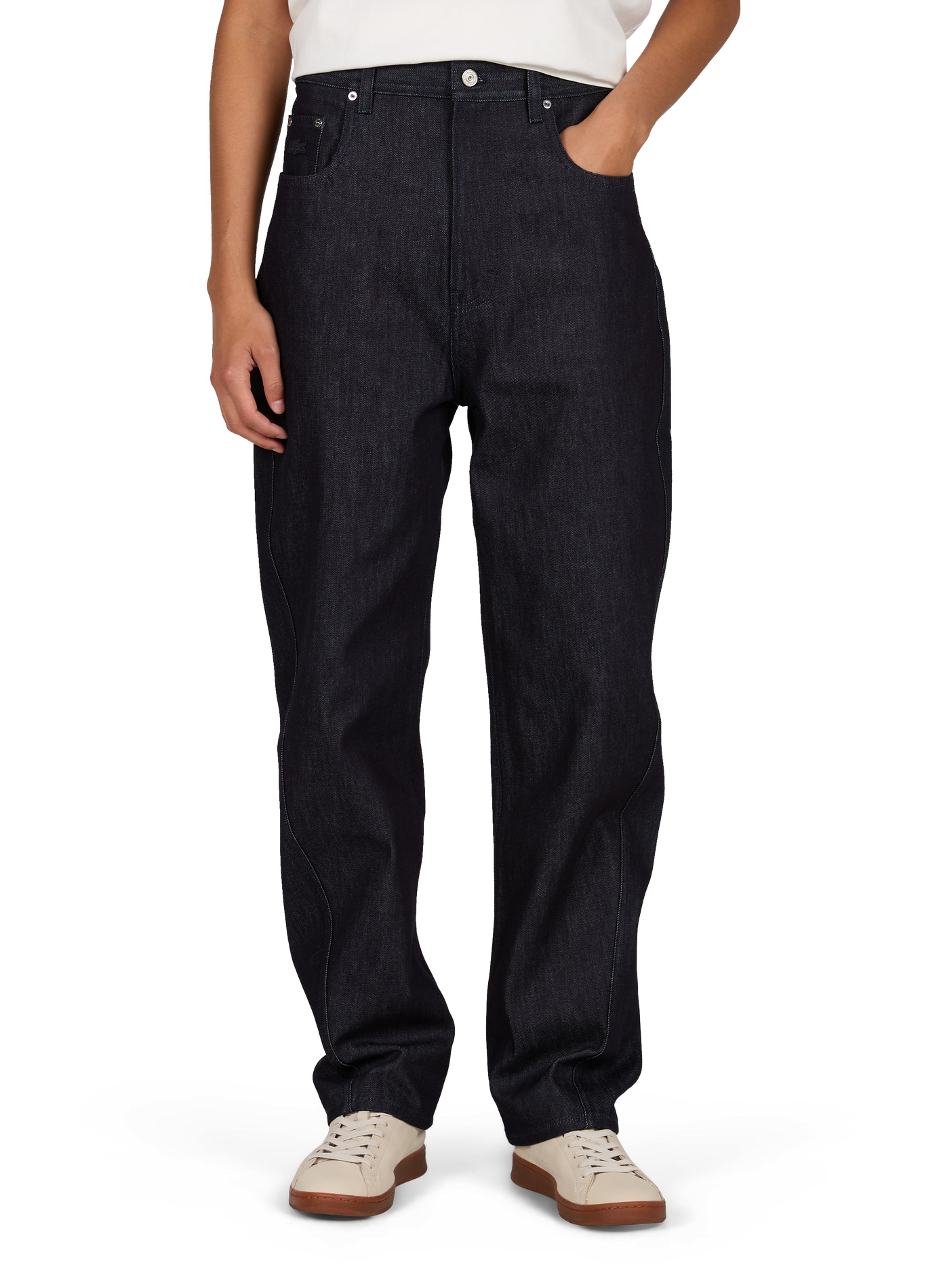 Jean droit uni taille mi-haute LACOSTE Bleu