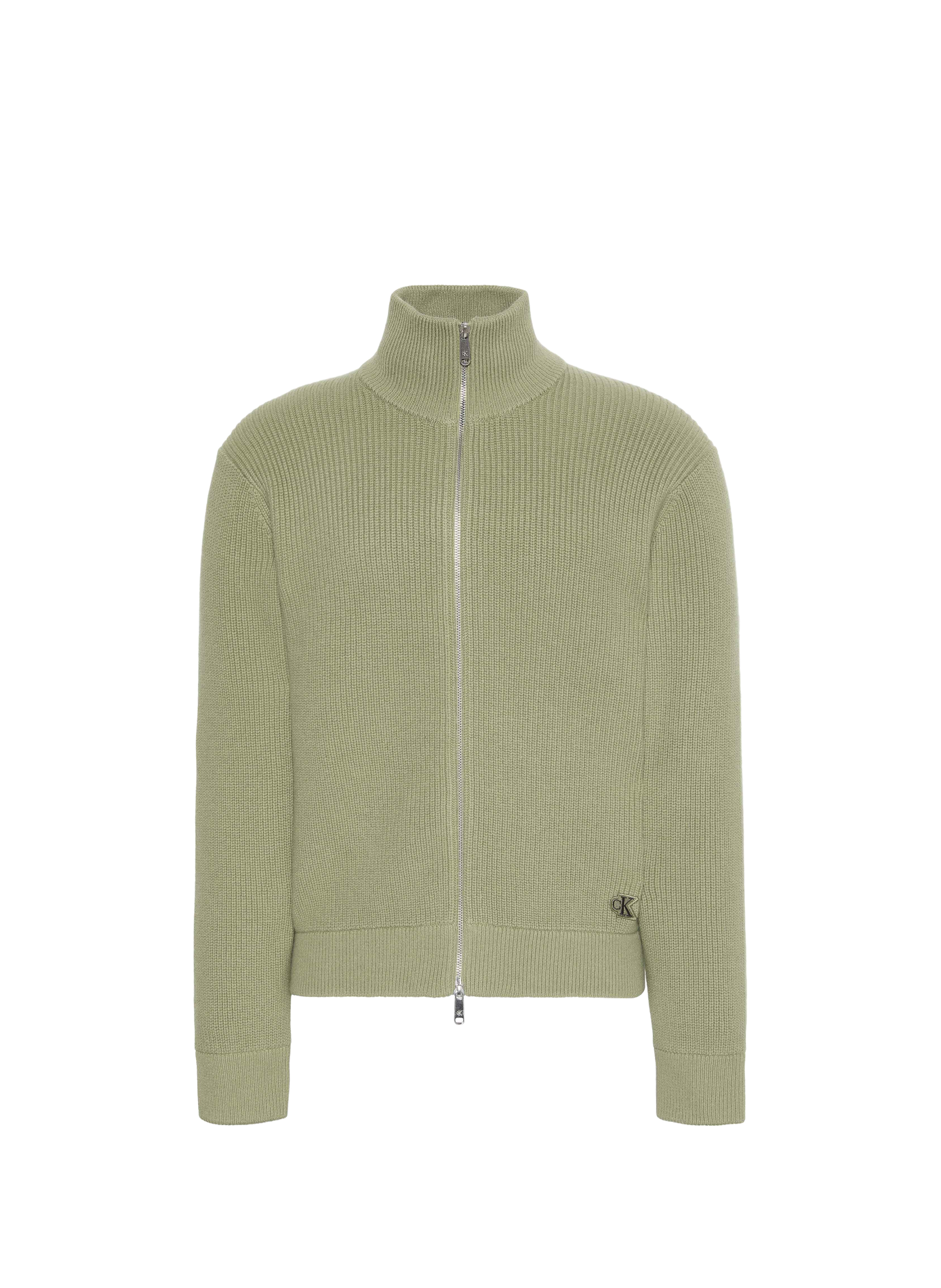 Gerader Pulli mit Stehkragen und Reißverschluss. CALVIN KLEIN Grun