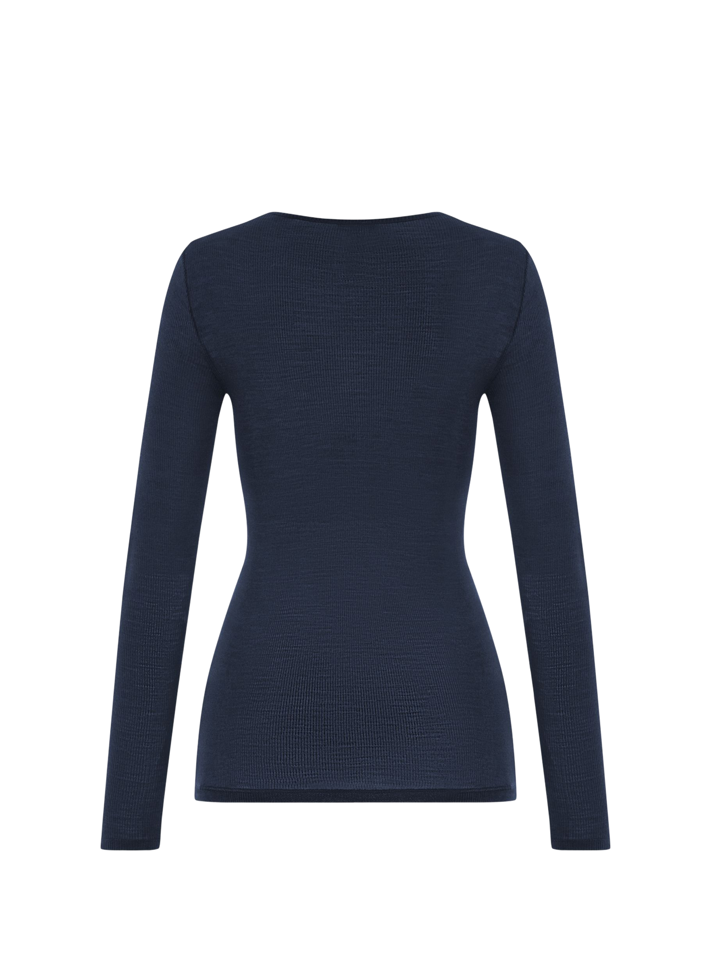 Fitted crew-neck T-shirt in wool and silk lace HANRO Blue