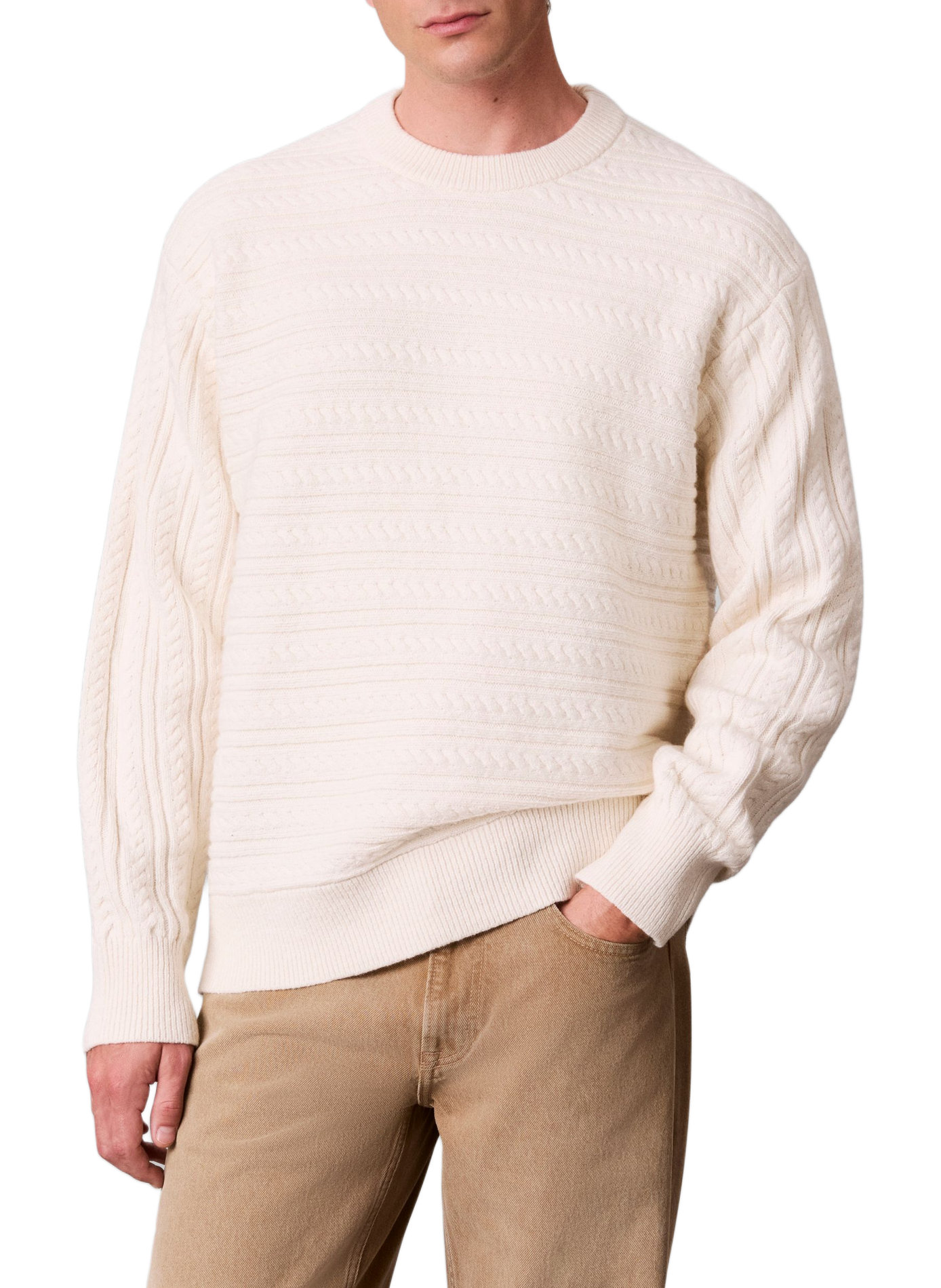 Straight-fit style in a wool and cotton blend knit CALVIN KLEIN White