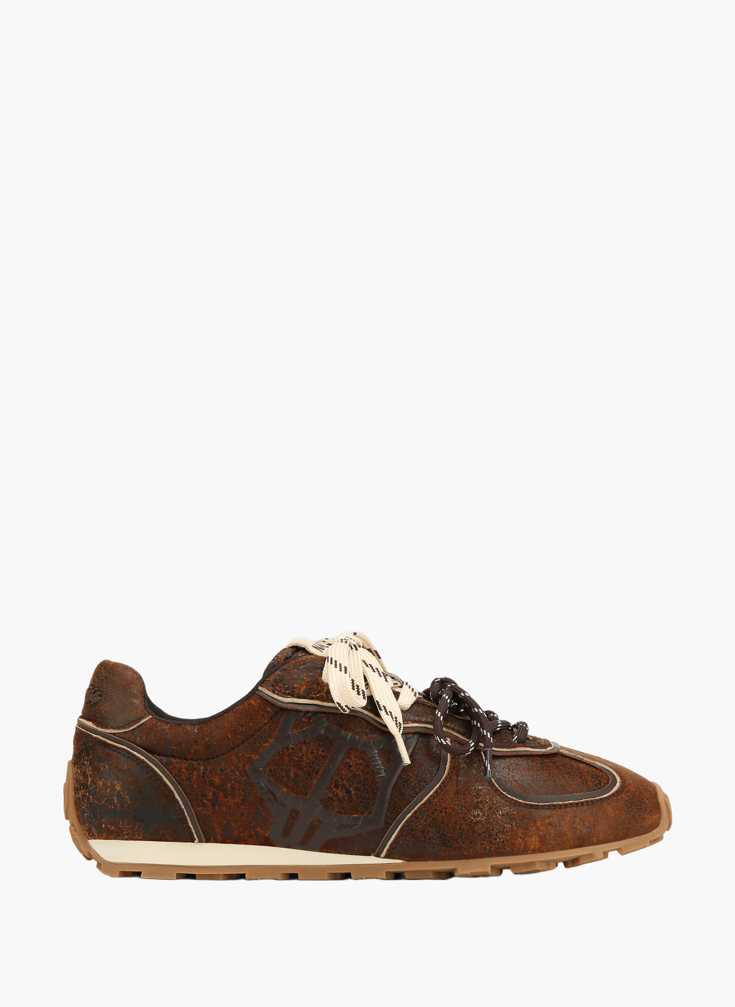Baskets lightning en cuir vieilli NAKED WOLFE Marron