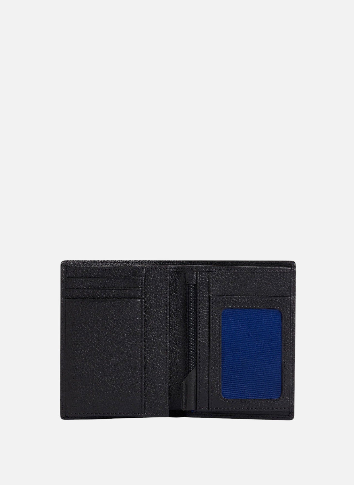 Portefeuille moyen modèle vertical zippé 2 volets charles en cuir grainé LE TANNEUR Noir