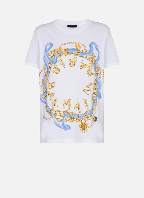T-shirt imprimé balmain paris chaînes Blanc by BALMAIN BALMAIN T-shirt imprimé balmain paris chaînes Blanc
