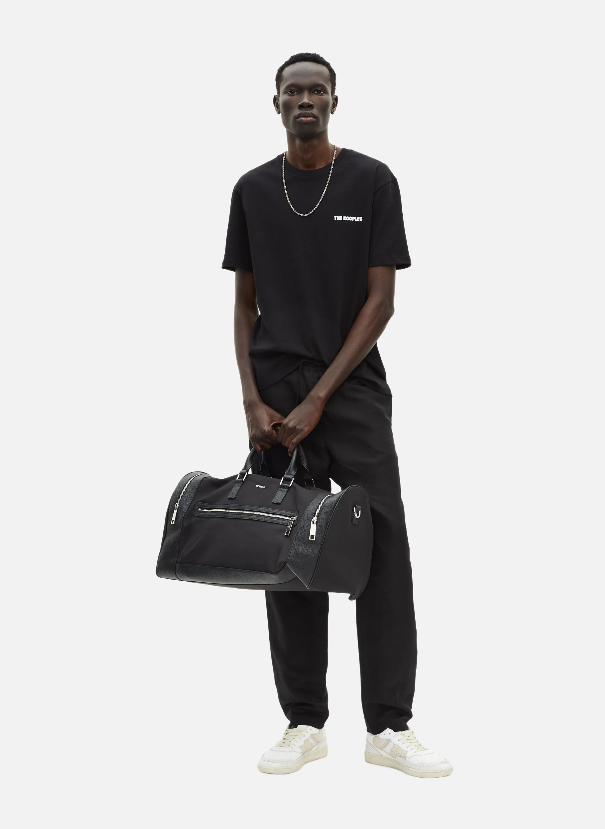 Sac weekend en cuir et toile THE KOOPLES Noir