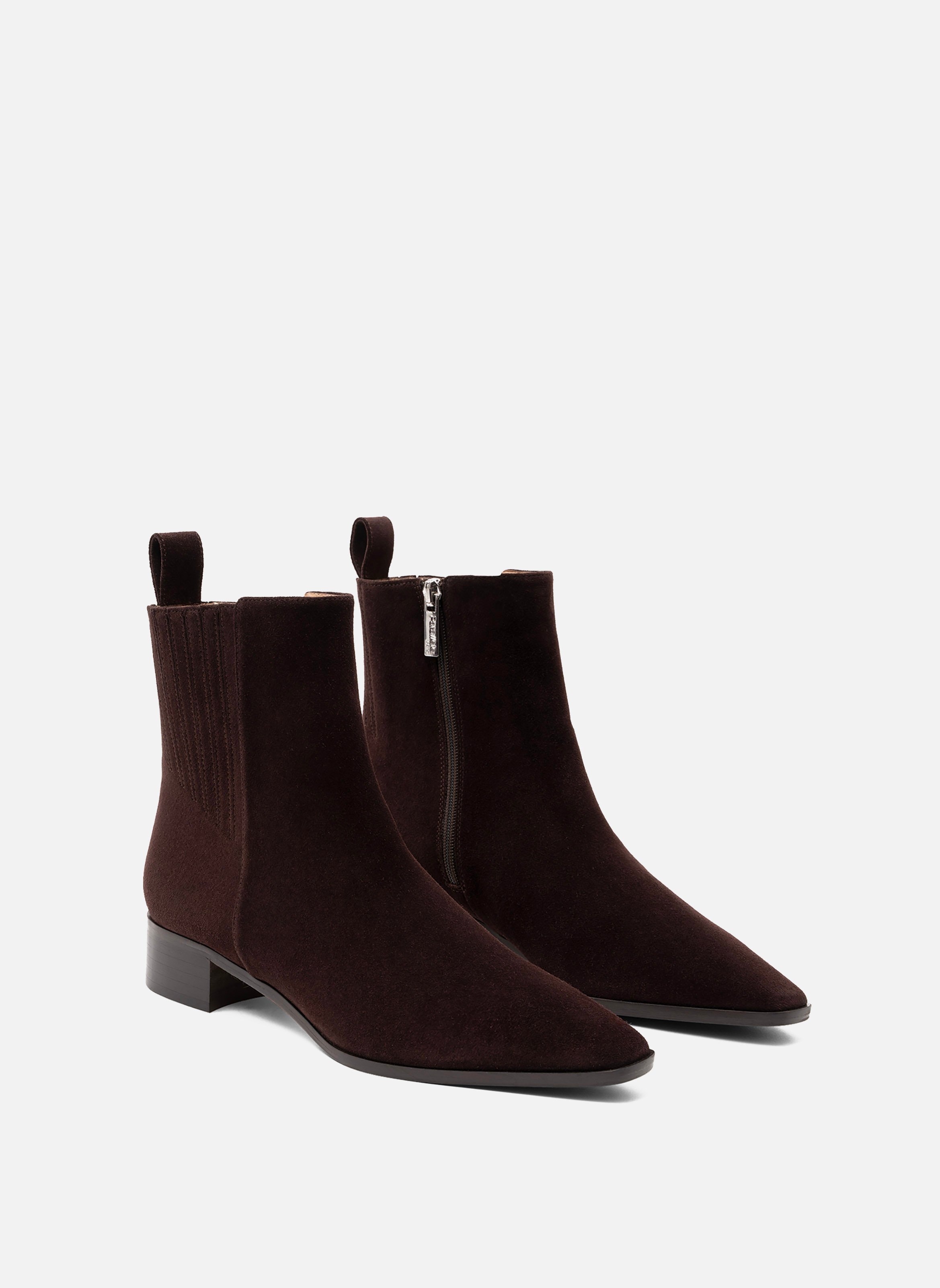 Bottines pablo en veau velours PARALLELE Marron