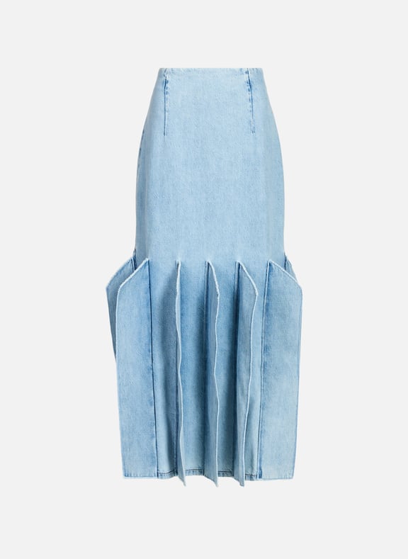 Long denim skirt with insert Blue by A.W.A.K.E. MODE A.W.A.K.E. MODE Long denim skirt with insert Blue