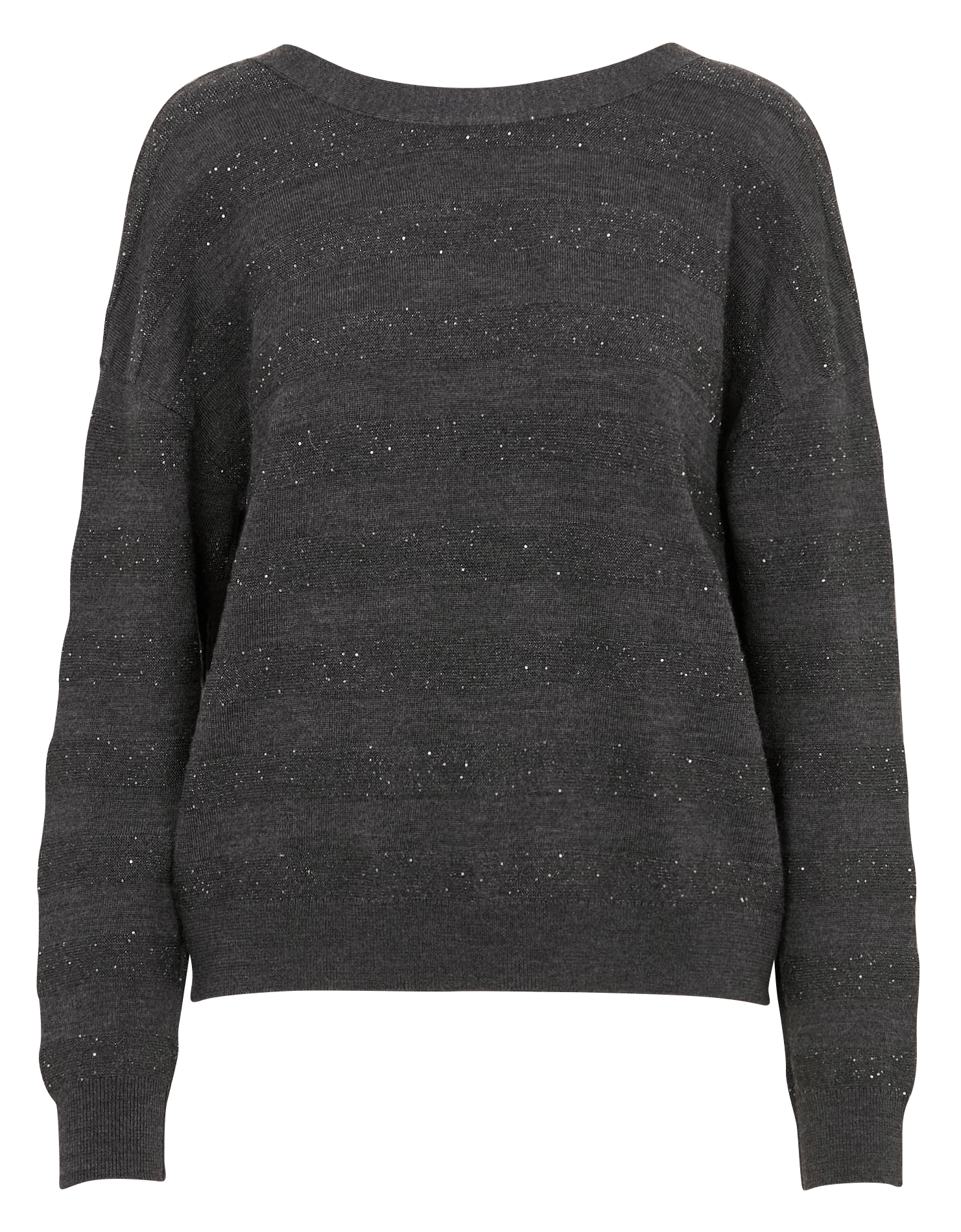 Cardigan devant dos boutonné rayé à sequins IKKS Gris