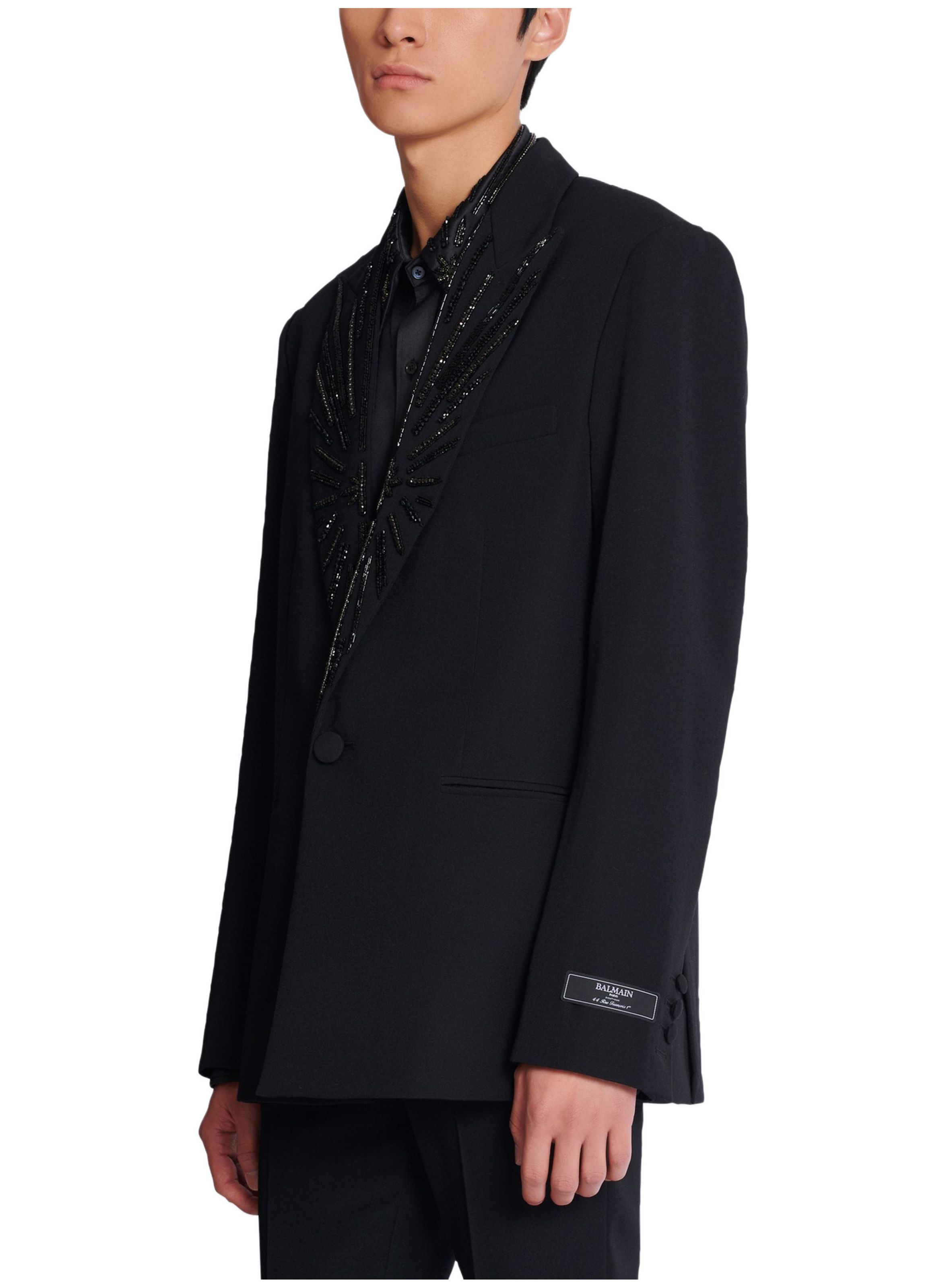 Veste 1 bouton en grain de poudre Noir