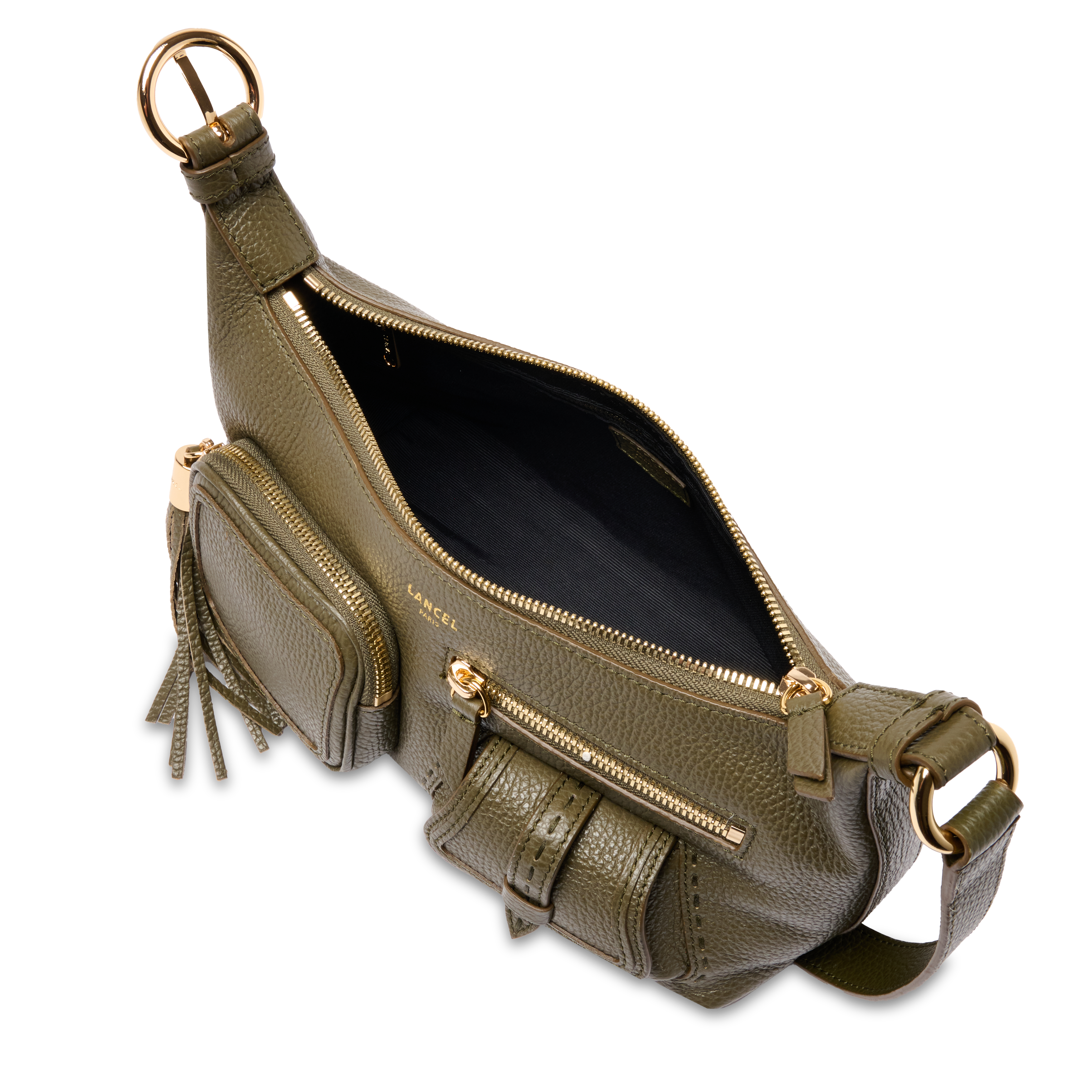 Sac porté croisé zippé multipoches s premier flirt de lancel en cuir LANCEL Vert