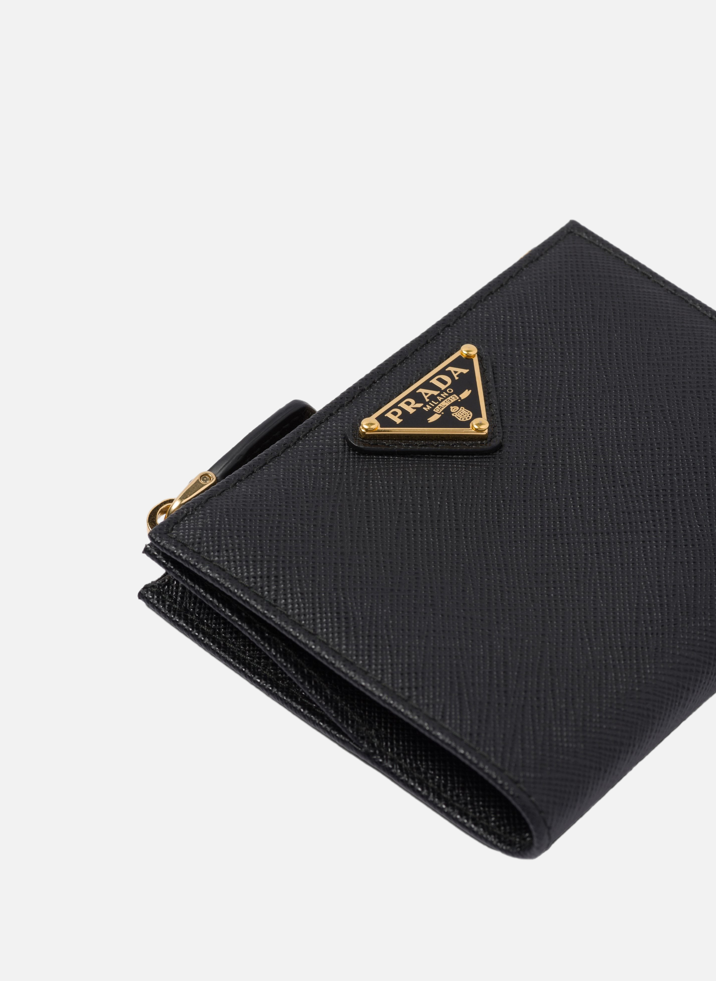Petit portefeuille en cuir saffiano PRADA Noir