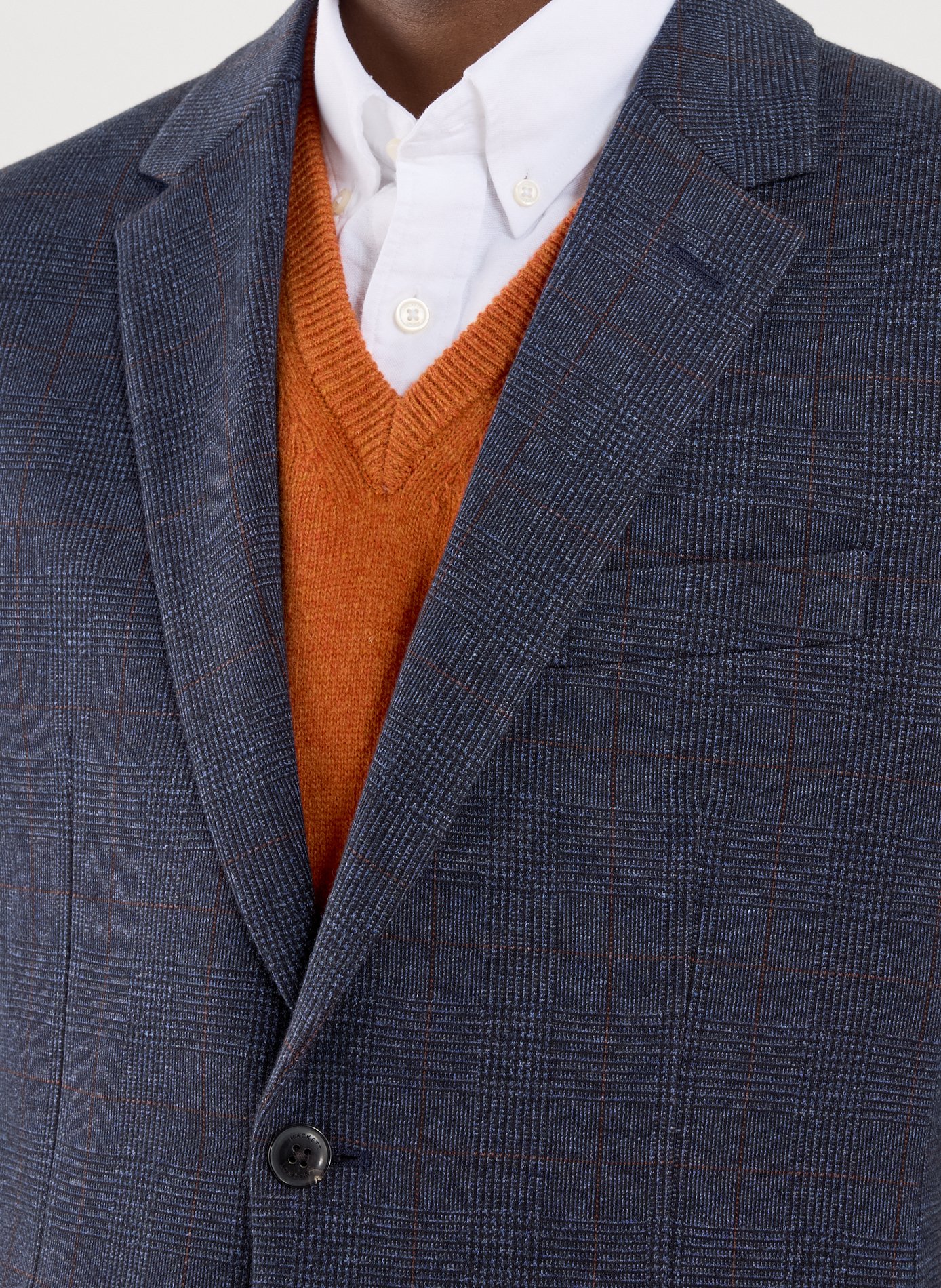 Fitted blazer with tailored collar in blended cotton HACKETT Blue
