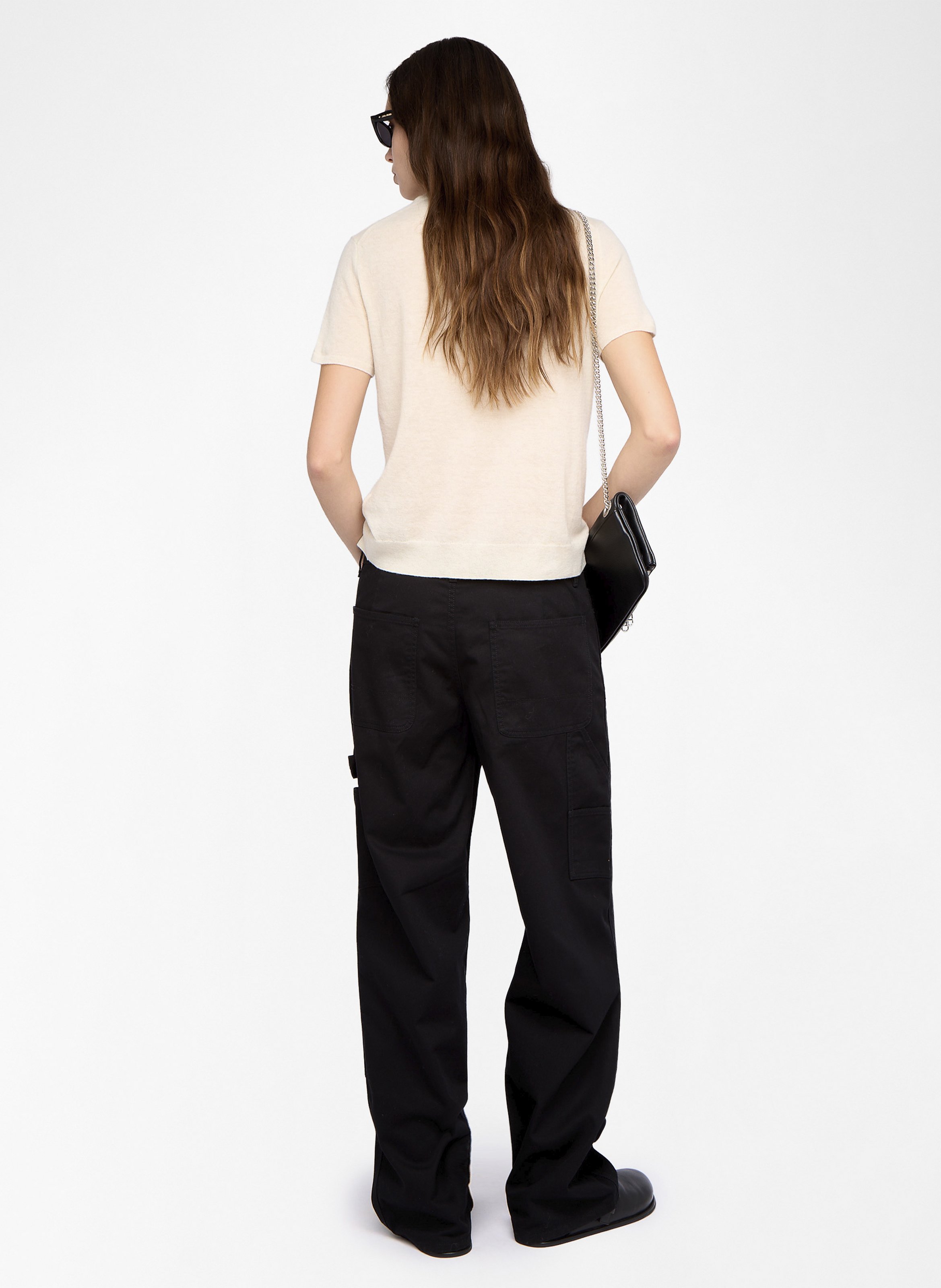 Tee-shirt droit col rond en cachemire idal Blanc