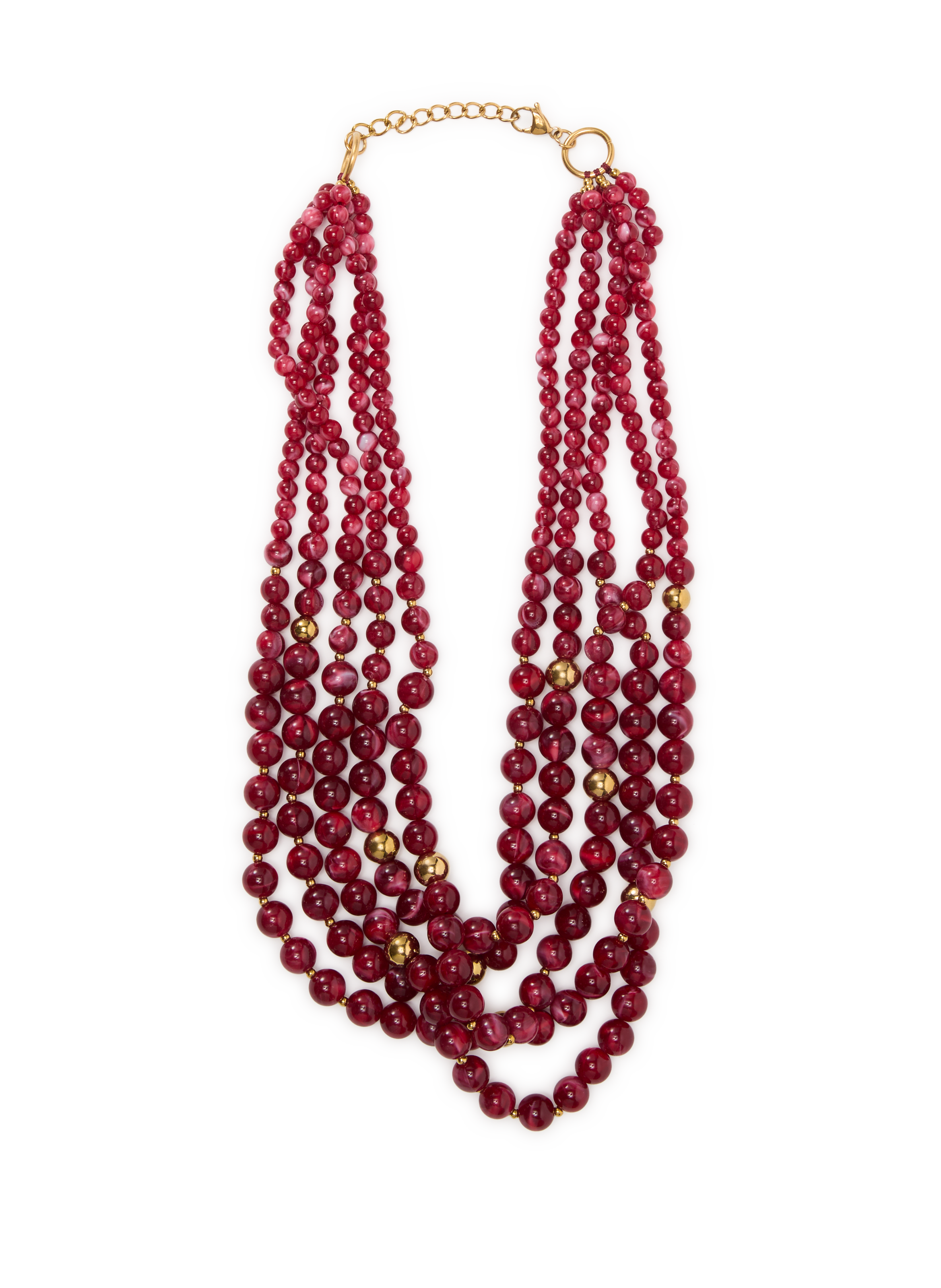 AU PRINTEMPS PARIS Collier à cinq rangés Rouge