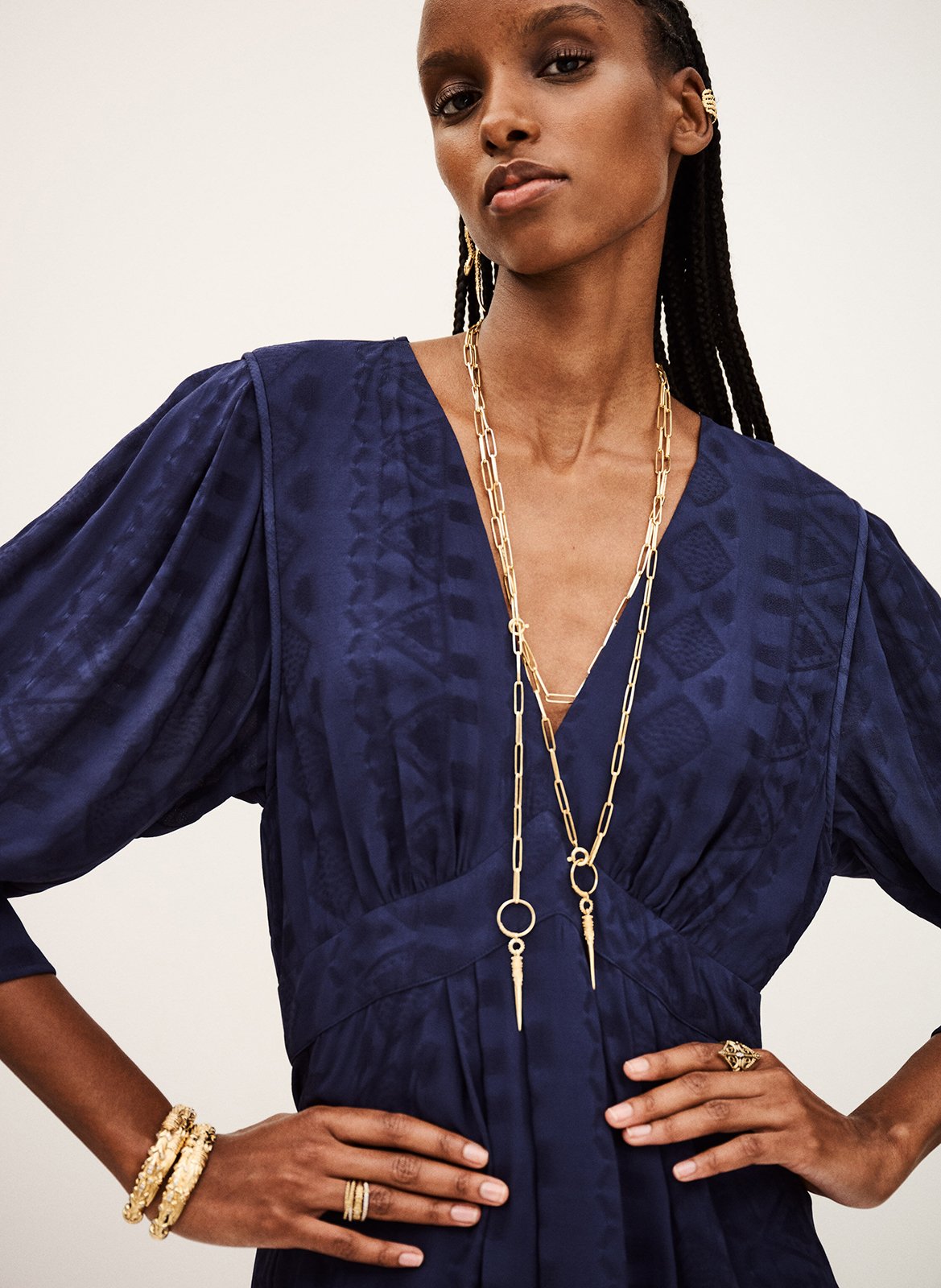 Robe courte col v isilda Bleu