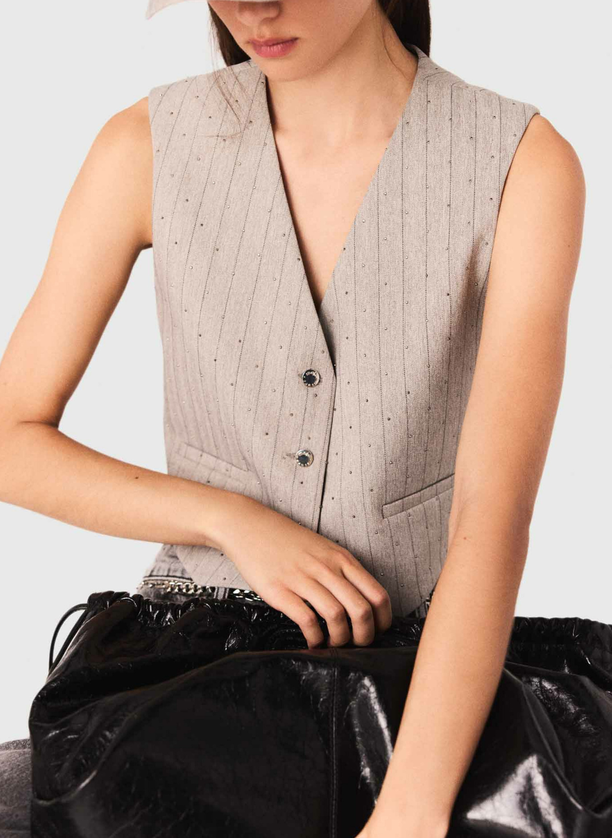 Gilet ajusté à rayures Gris