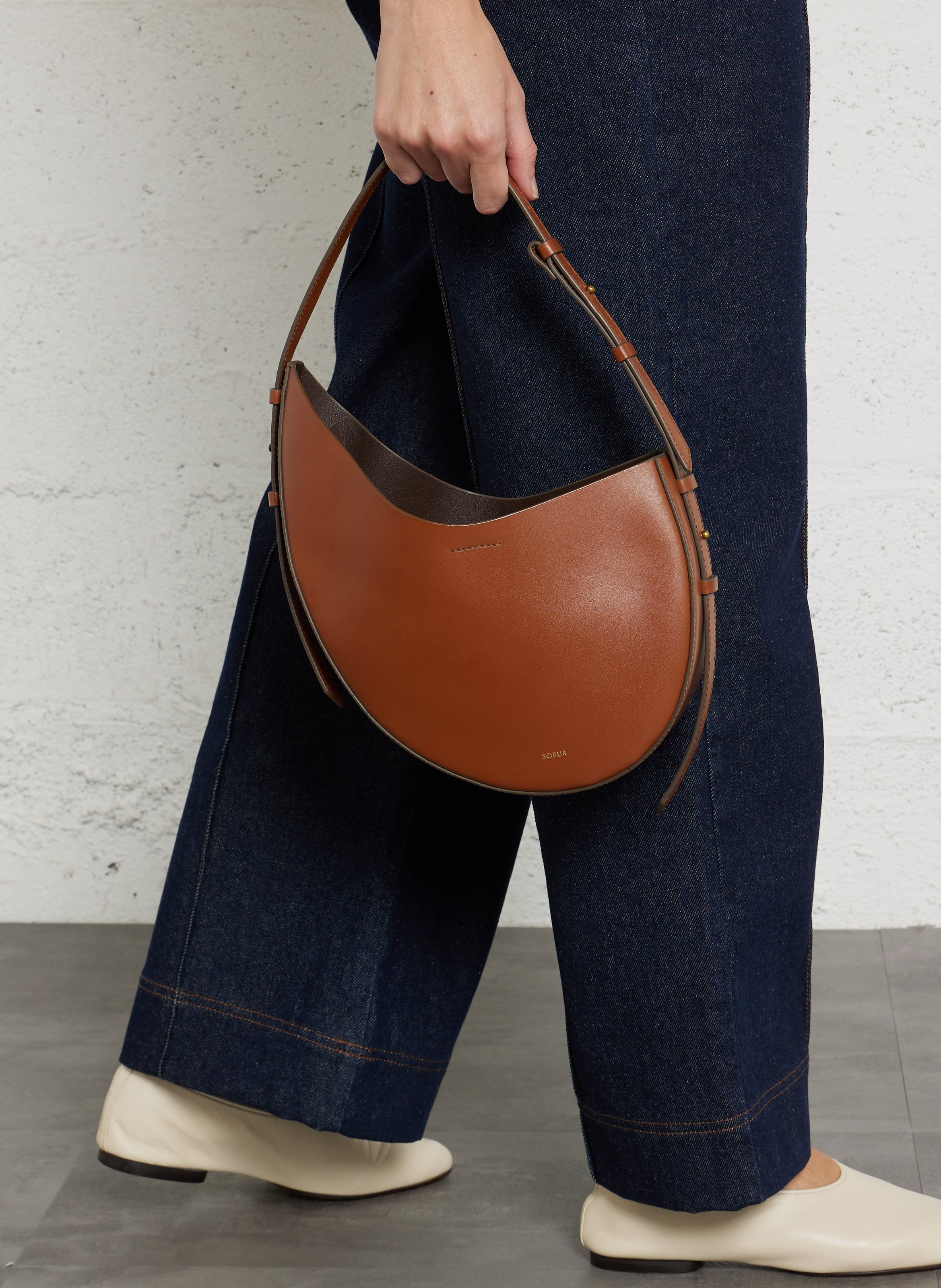 Sac porté épaule en cuir lisse Wino SOEUR Beige