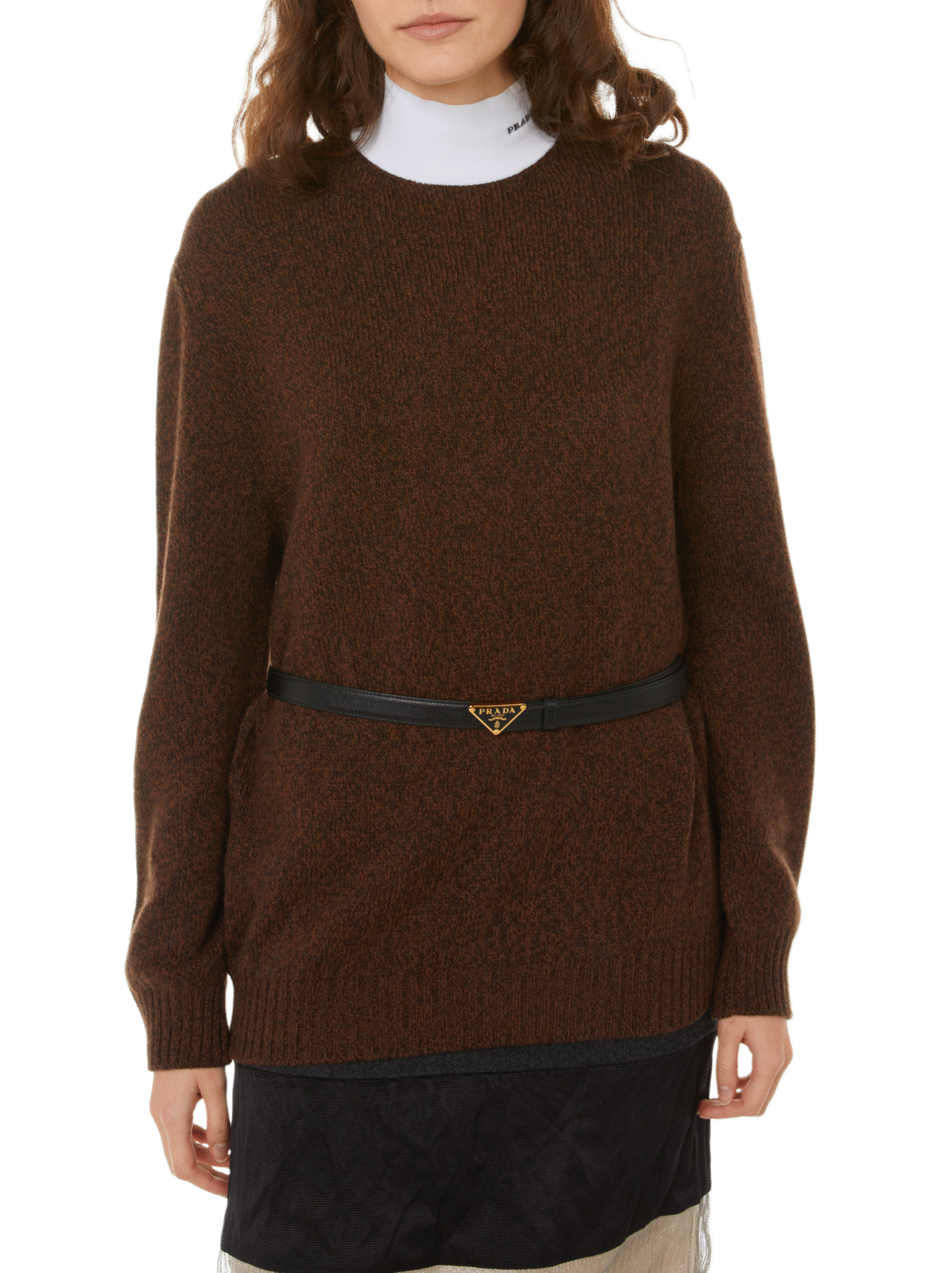 Pull en laine et cachemire mélangés PRADA Marron