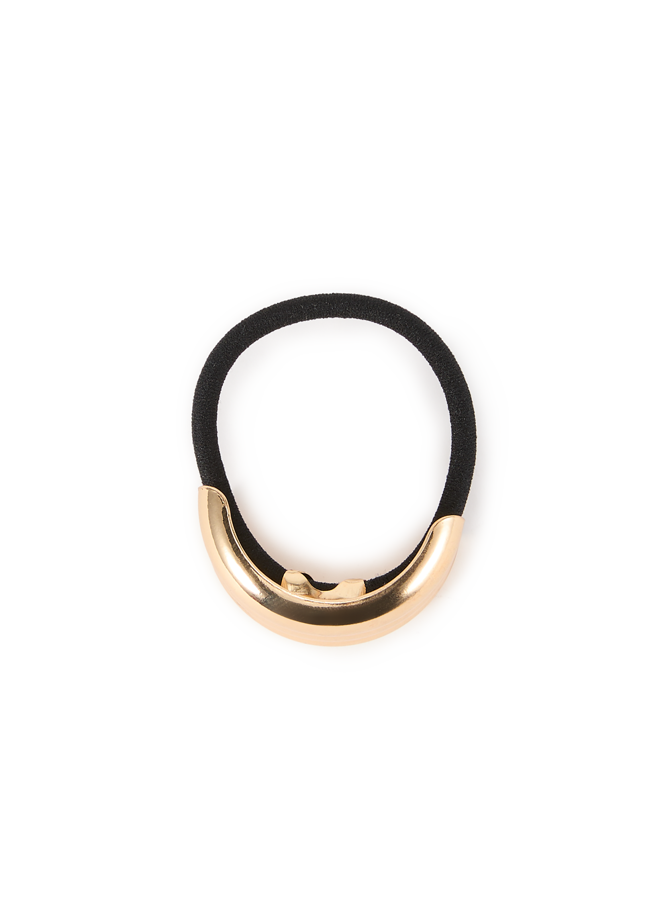 Elastic hair tie with triple half metal ring AU PRINTEMPS PARIS Golden