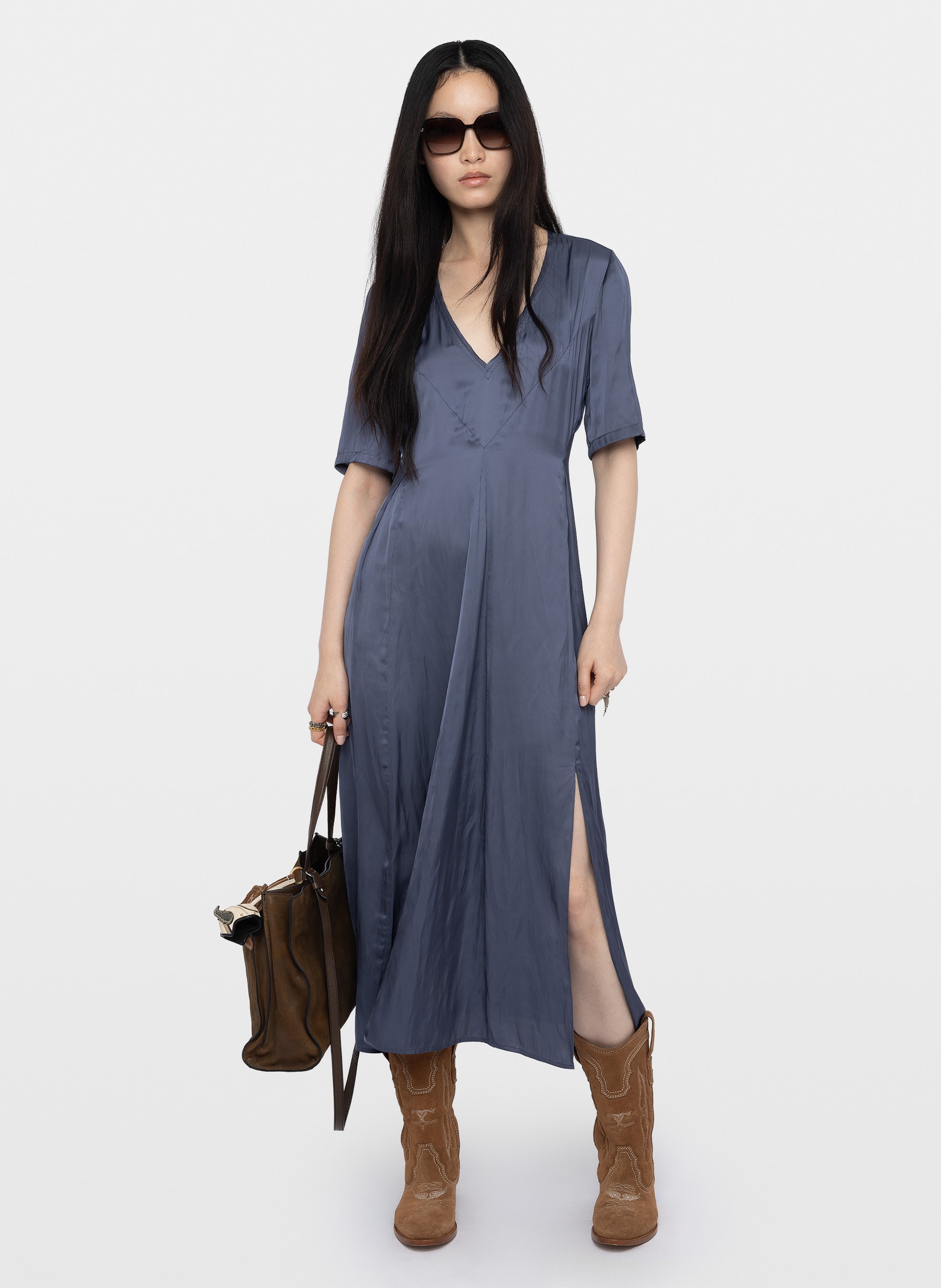 Robe longue fluide col v rodalan ZADIG&VOLTAIRE Bleu