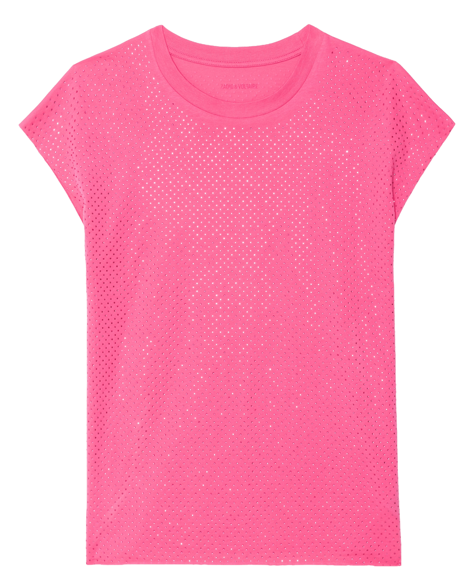Tee-shirt droit col rond à strass cloe ZADIG&VOLTAIRE Rose