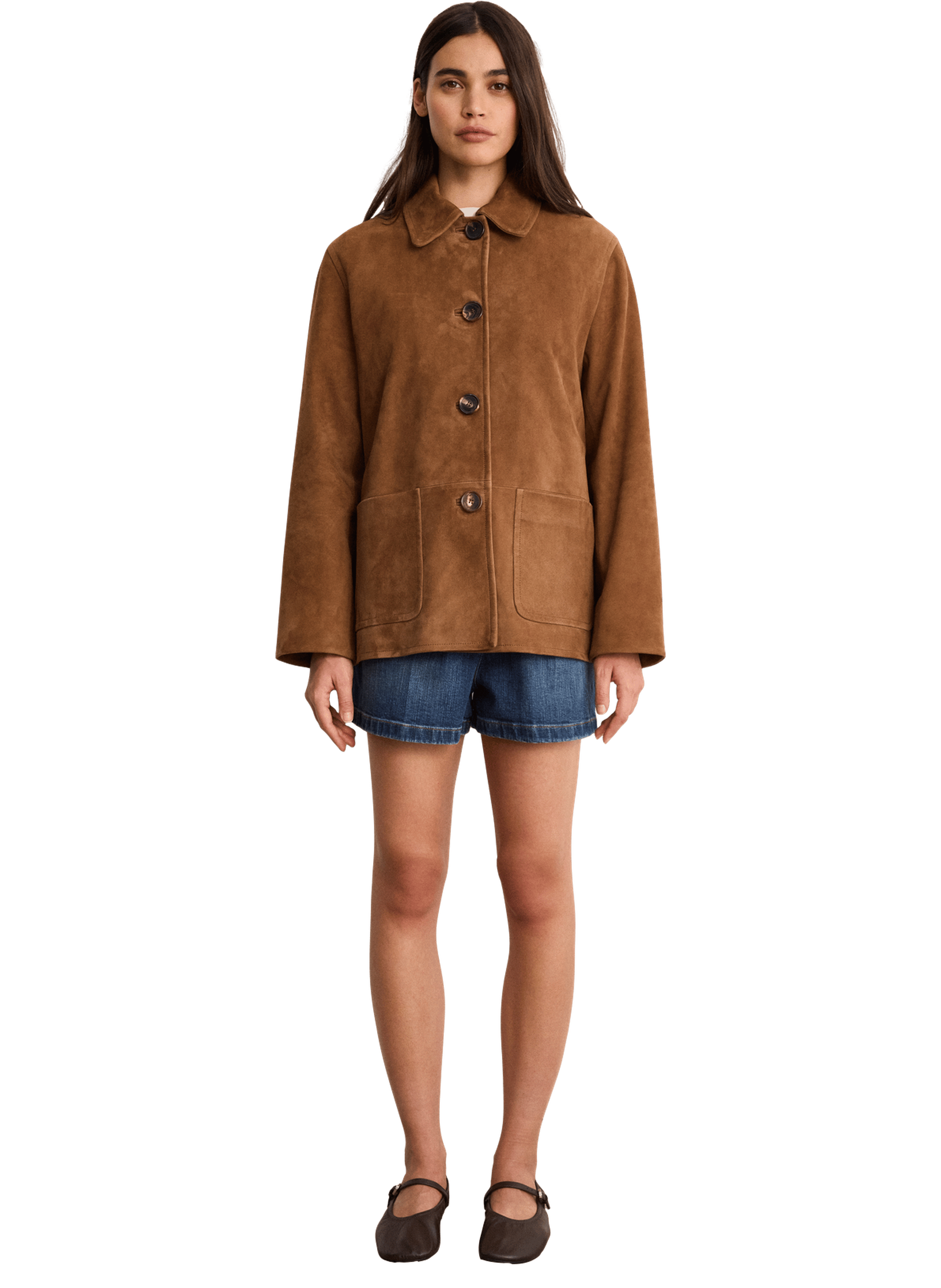 Veste large en cuir velours - josephine PABLO Beige