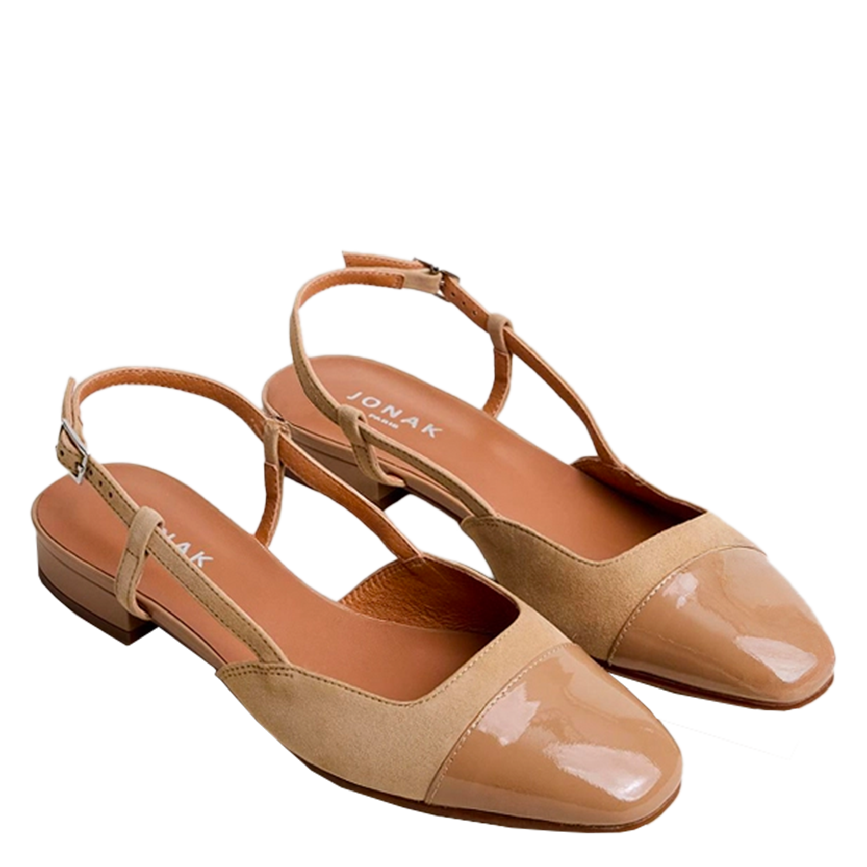 Ballerines en cuir bi-matière dhapou JONAK Marron