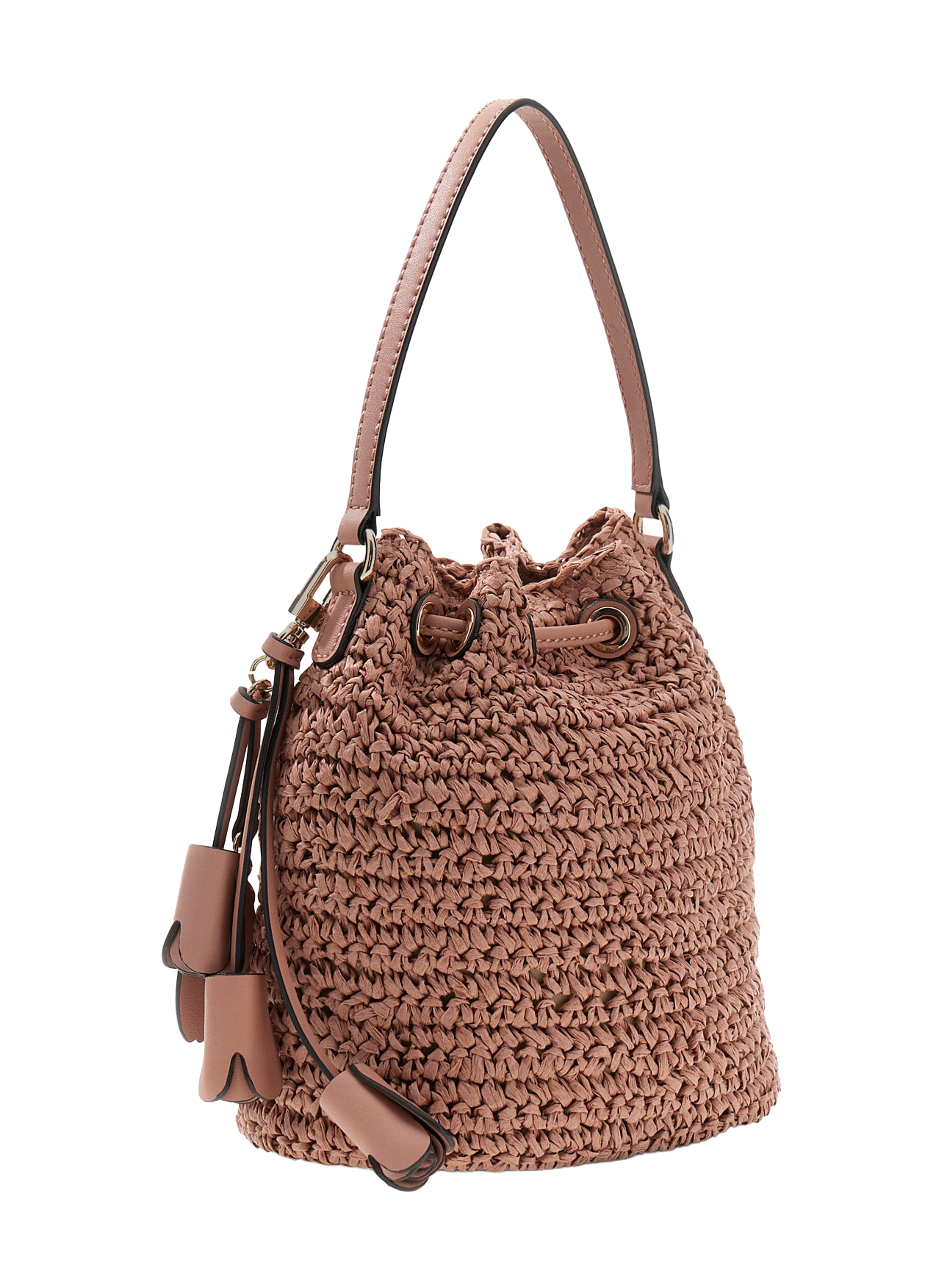 Ofelia straw bucket bag GUESS Pink